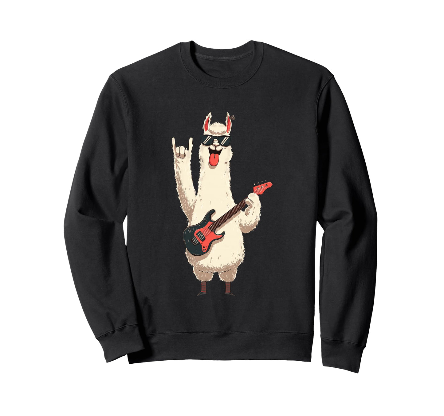 Llama Guitar Funny Animal Rockstar Sweatshirt - Graphic Print Men Women - T-Shirt, Sweatshirt, Hoodie