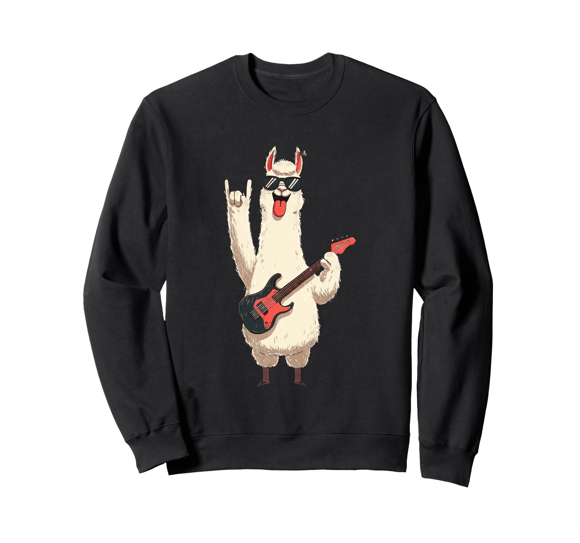 Llama Guitar Funny Animal Rockstar Sweatshirt - Graphic Print Men Women - T-Shirt, Sweatshirt, Hoodie