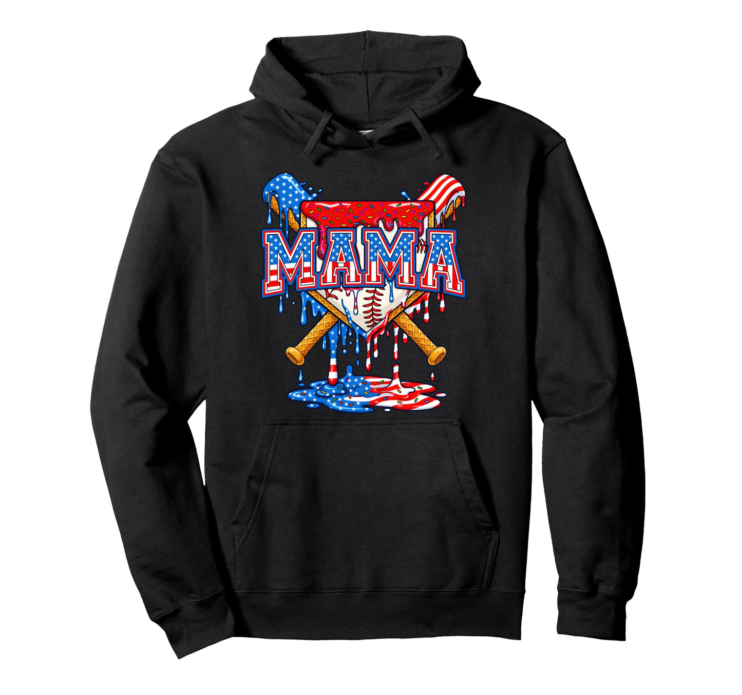Baseball Drip Mom Ice Cream Drip Mama Hoodie - Trendy Graphic Men Women - T-Shirt, Sweatshirt, Hoodie
