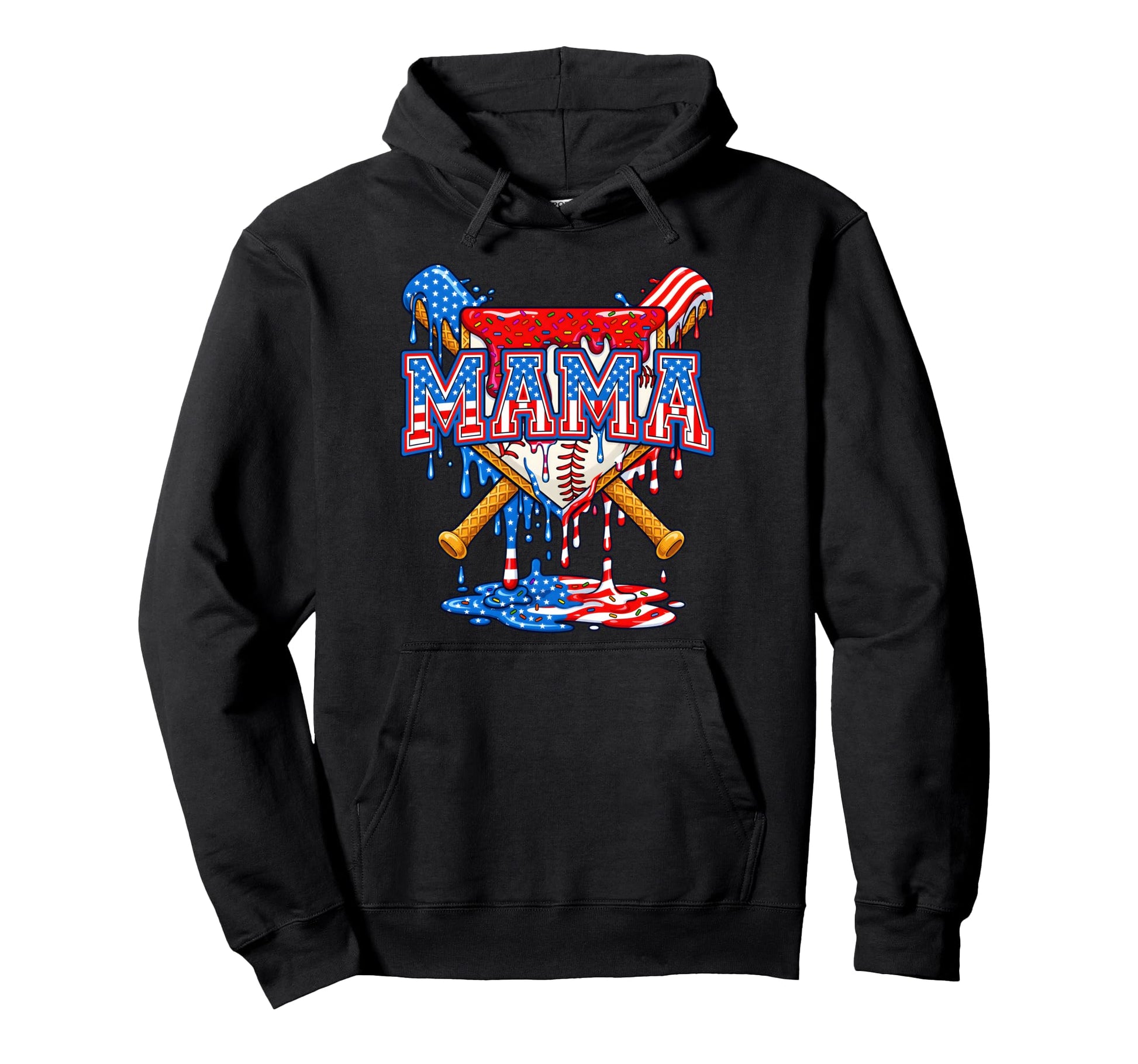 Baseball Drip Mom Ice Cream Drip Mama Hoodie - Trendy Graphic Men Women - T-Shirt, Sweatshirt, Hoodie
