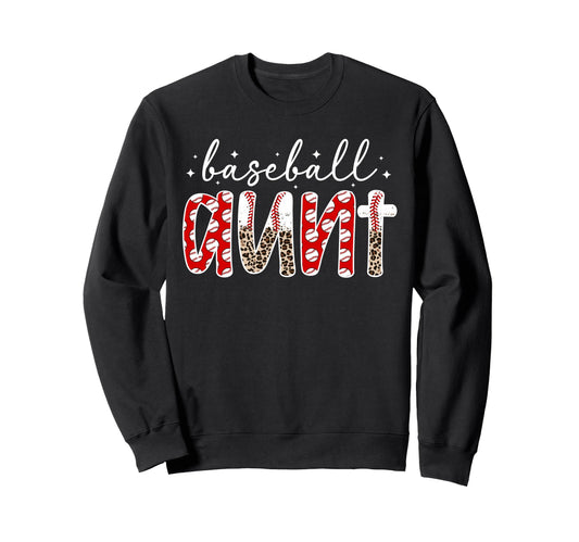 Baseball Aunt Leopard Aunt Baseball Sweatshirt - Fun Novelty Design Unisex - T-Shirt, Sweatshirt, Hoodie