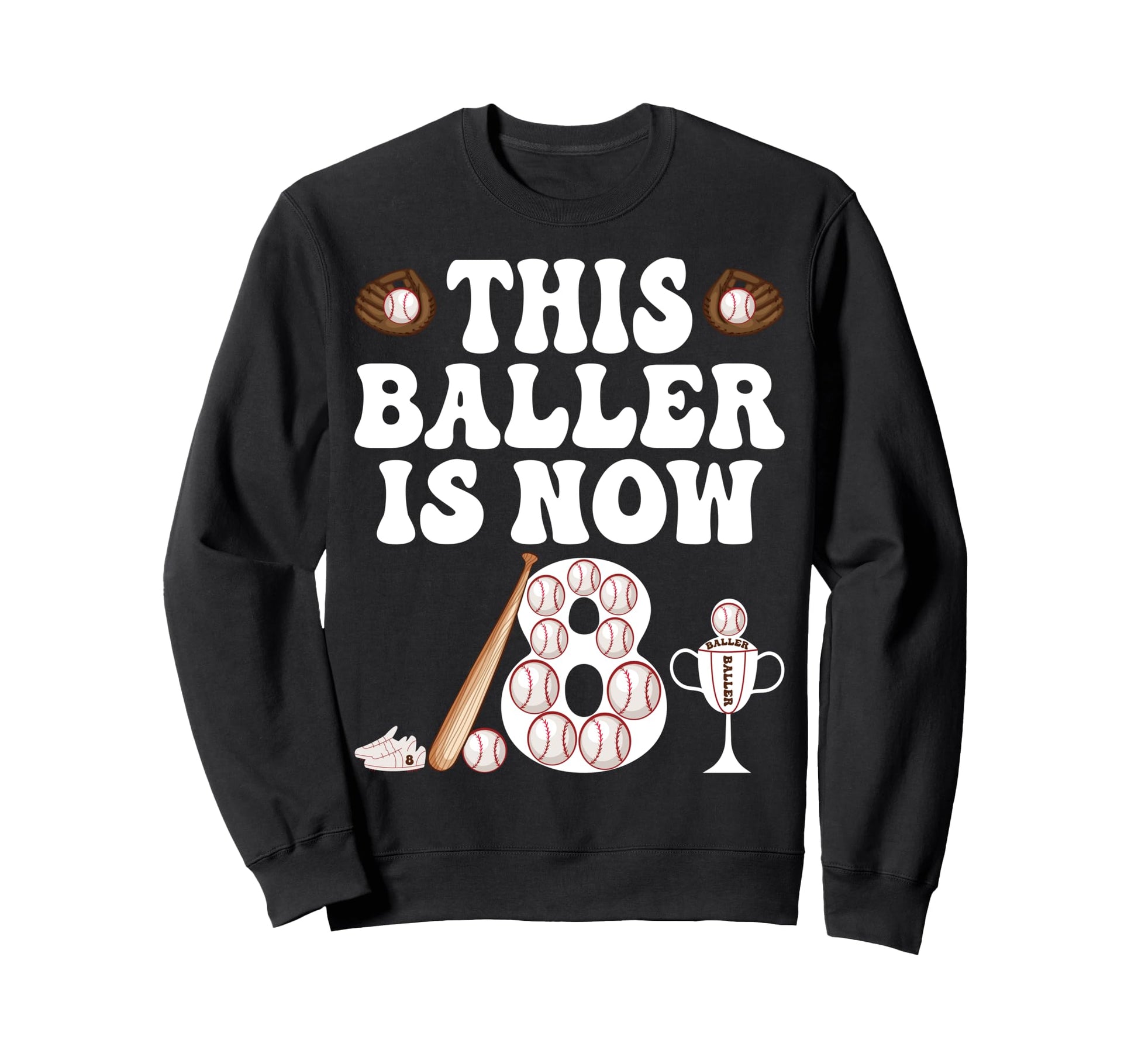 Baseball Themed 8Th Birthday This Sweatshirt - Custom Art Print Men Women - T-Shirt, Sweatshirt, Hoodie