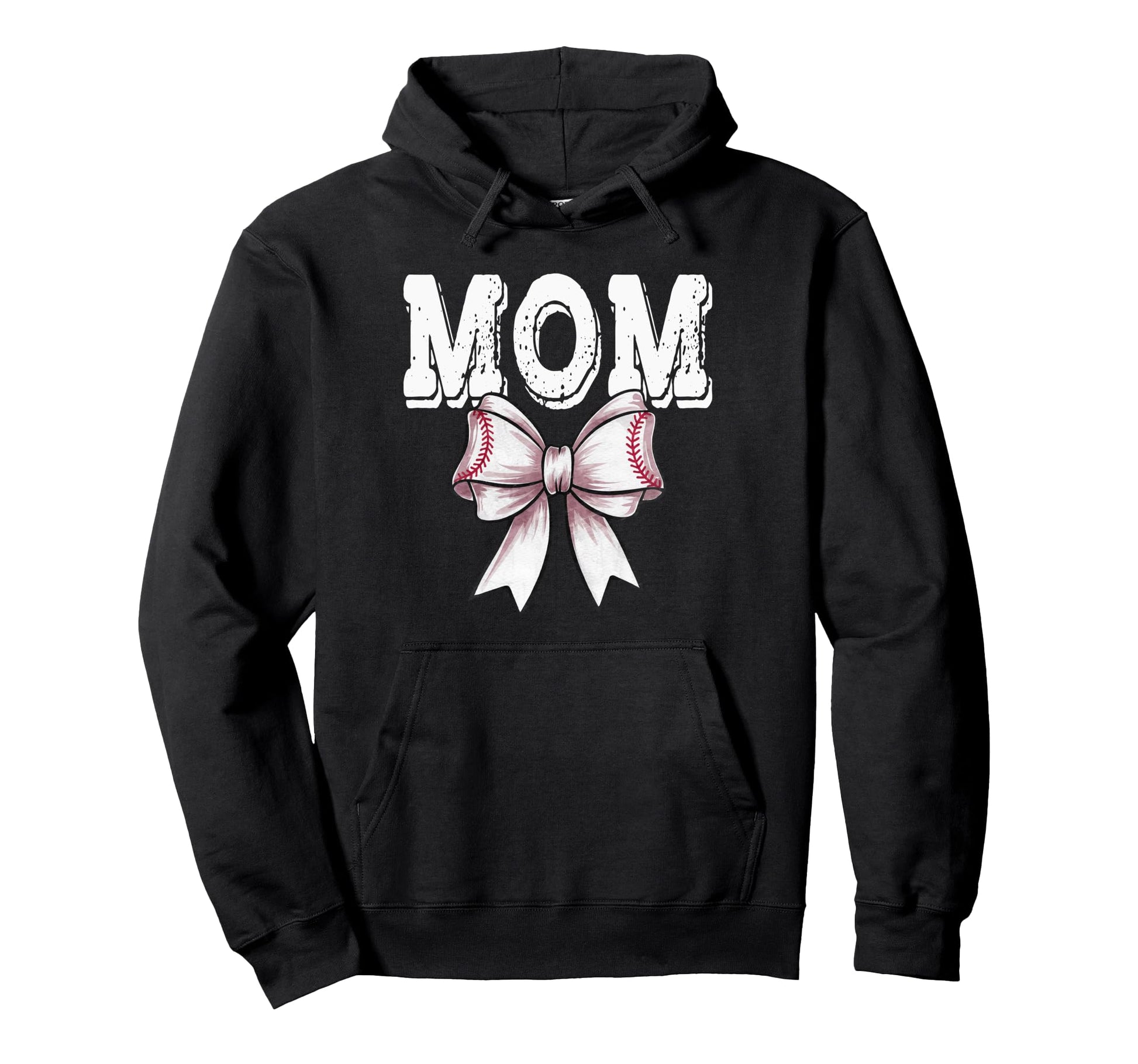 Coquette Baseball Bow Mom Sister Hoodie - Novelty Apparel for Adults - T-Shirt, Sweatshirt, Hoodie