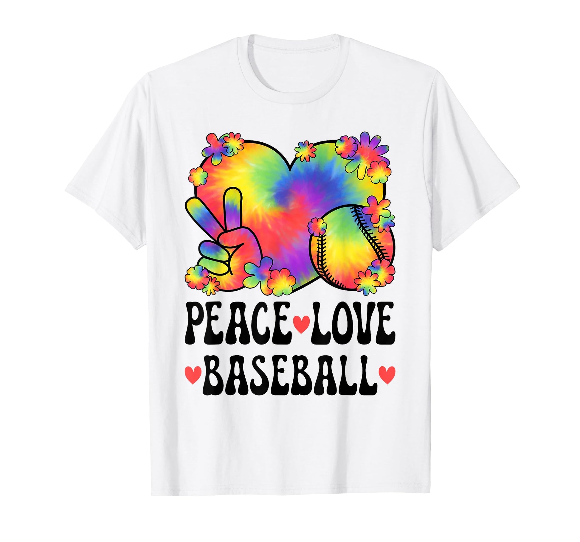 Peace Love Baseball Lover 60S 70S Hippie T-Shirt - Graphic Print Unisex - T-Shirt, Sweatshirt, Hoodie