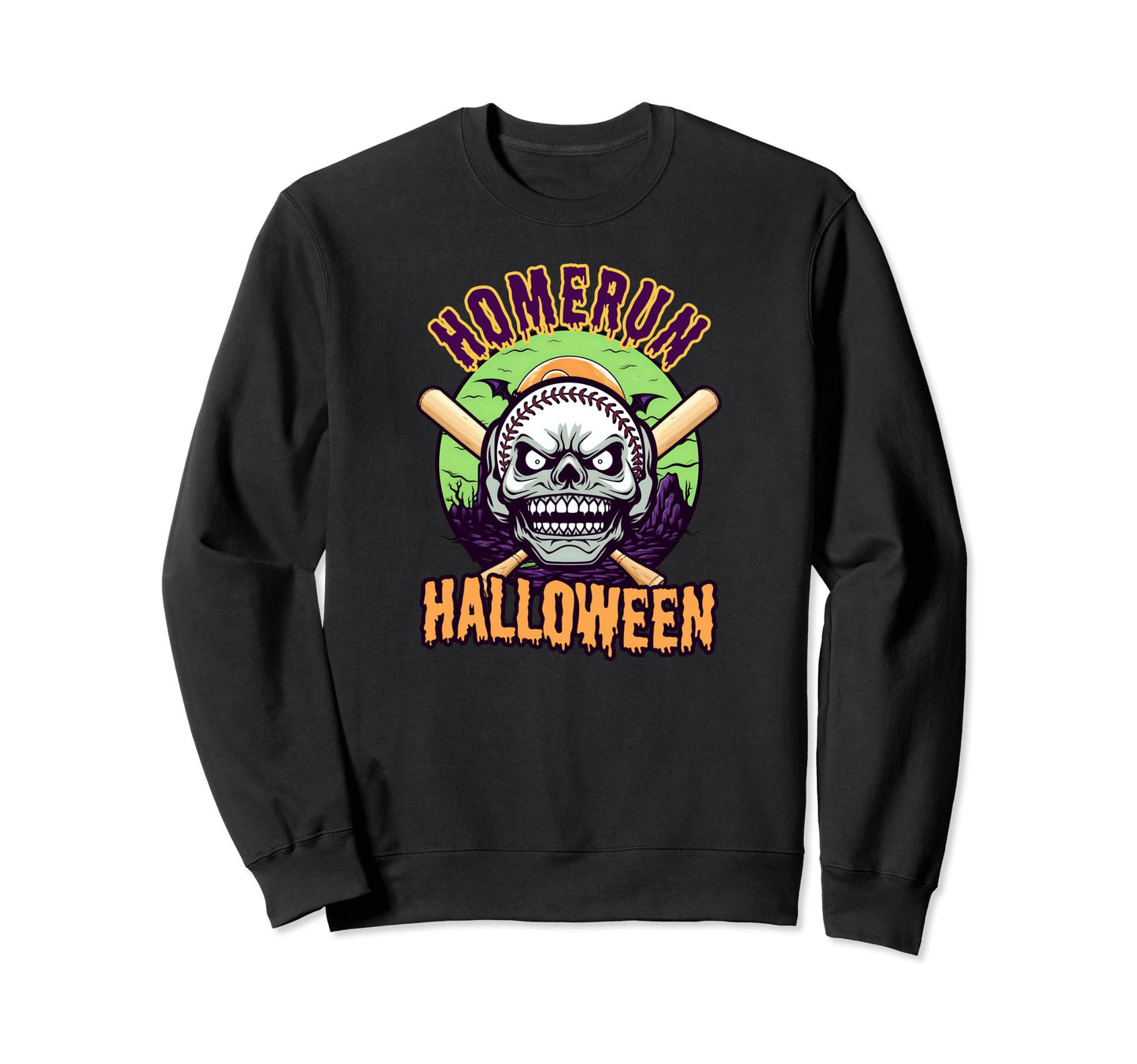 Homerun Baseball Skull Baseball Sweatshirt - Fun Novelty Design Unisex - T-Shirt, Sweatshirt, Hoodie