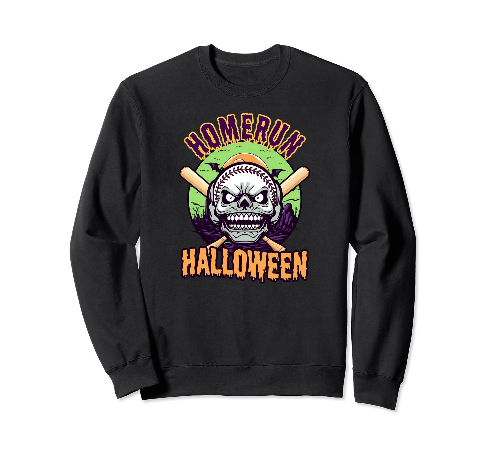 Homerun Baseball Skull Baseball Sweatshirt - Fun Novelty Design Unisex - T-Shirt, Sweatshirt, Hoodie
