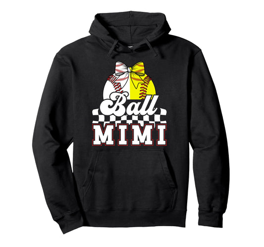 Ball Mimi Grandma Coquette Baseball Hoodie - Minimalist Print Unisex - T-Shirt, Sweatshirt, Hoodie