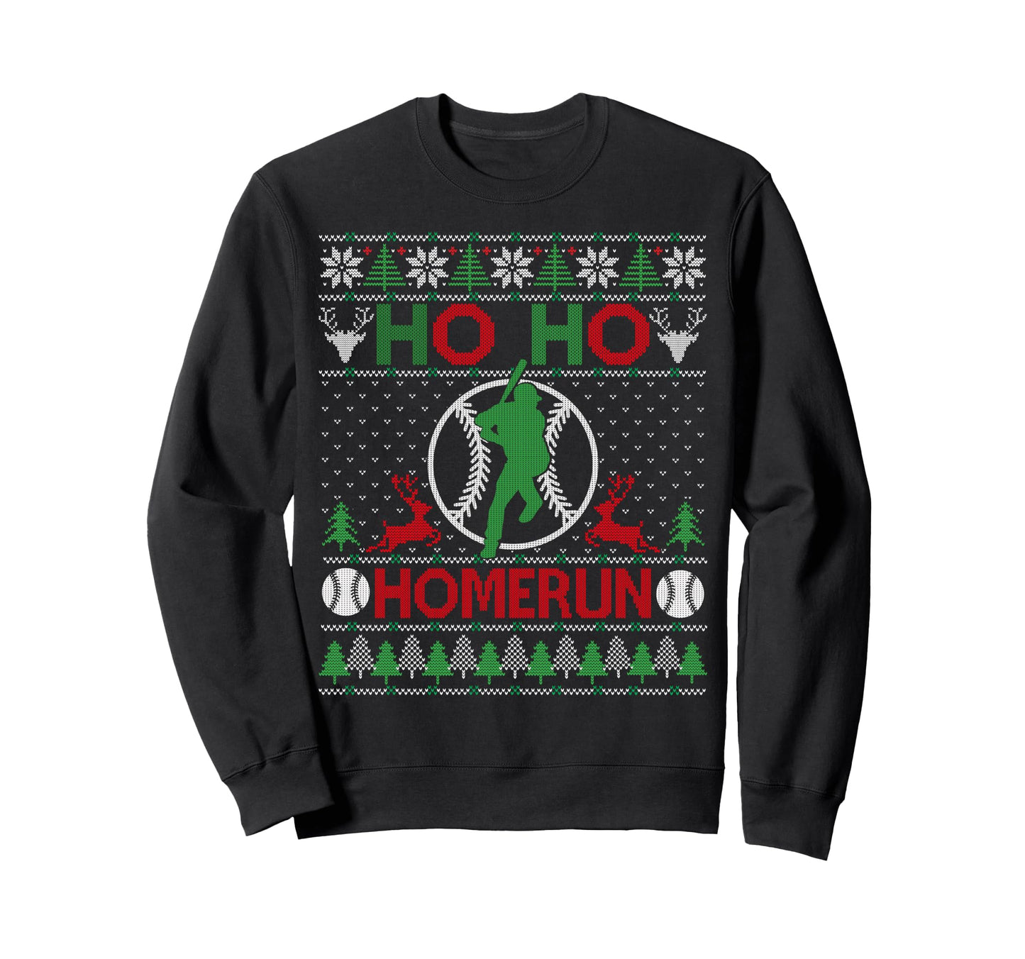 Ho Ho Homerun Baseball Ugly Sweatshirt - Aesthetic Graphic for Adults - T-Shirt, Sweatshirt, Hoodie