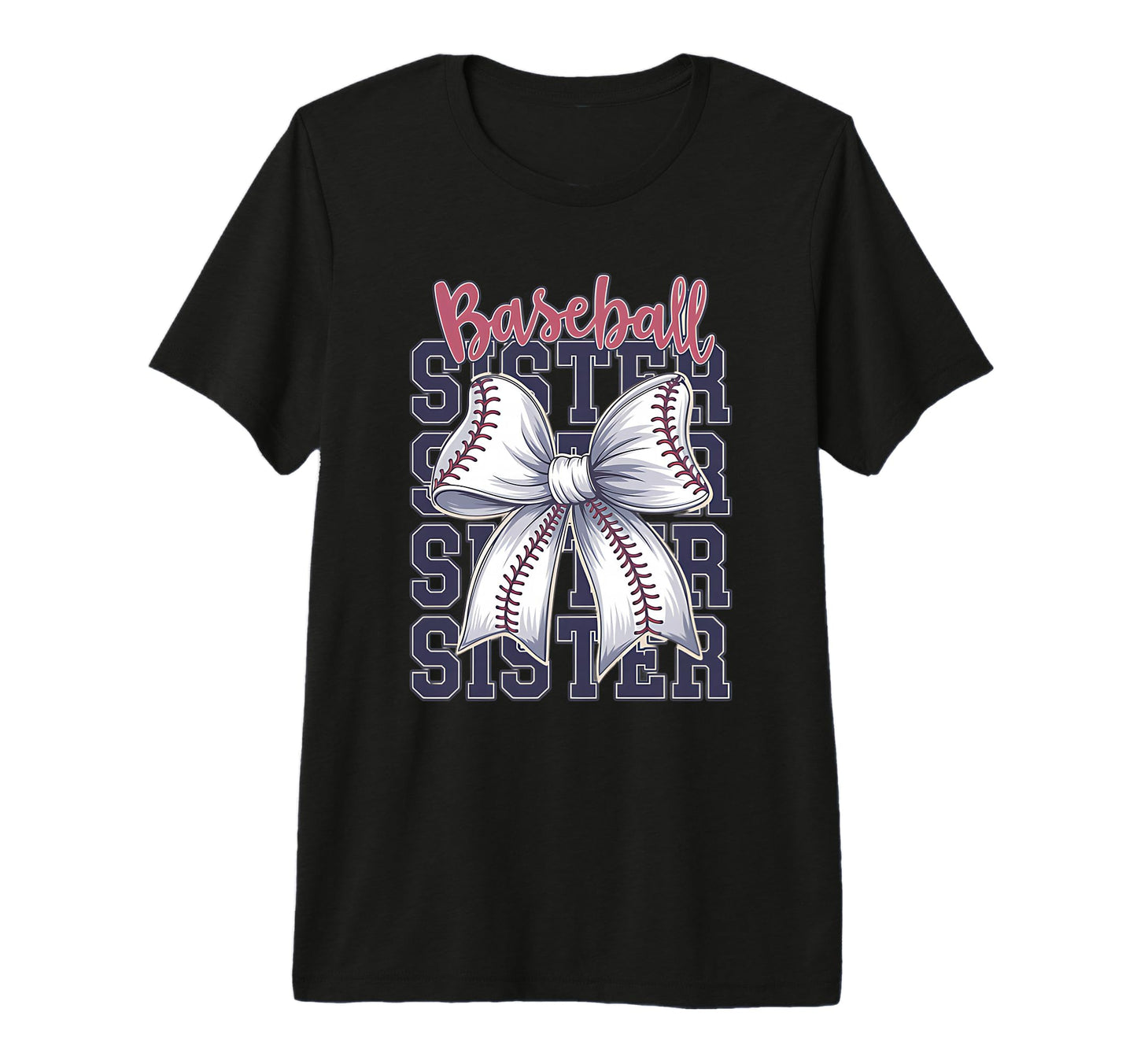 Baseball Sister Coquette Bow Tri Blend T-Shirt - Graphic Print Unisex - T-Shirt, Sweatshirt, Hoodie