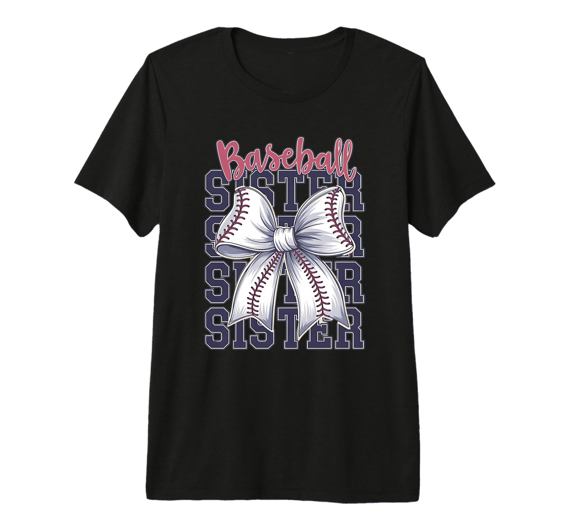 Baseball Sister Coquette Bow Tri Blend T-Shirt - Graphic Print Unisex - T-Shirt, Sweatshirt, Hoodie