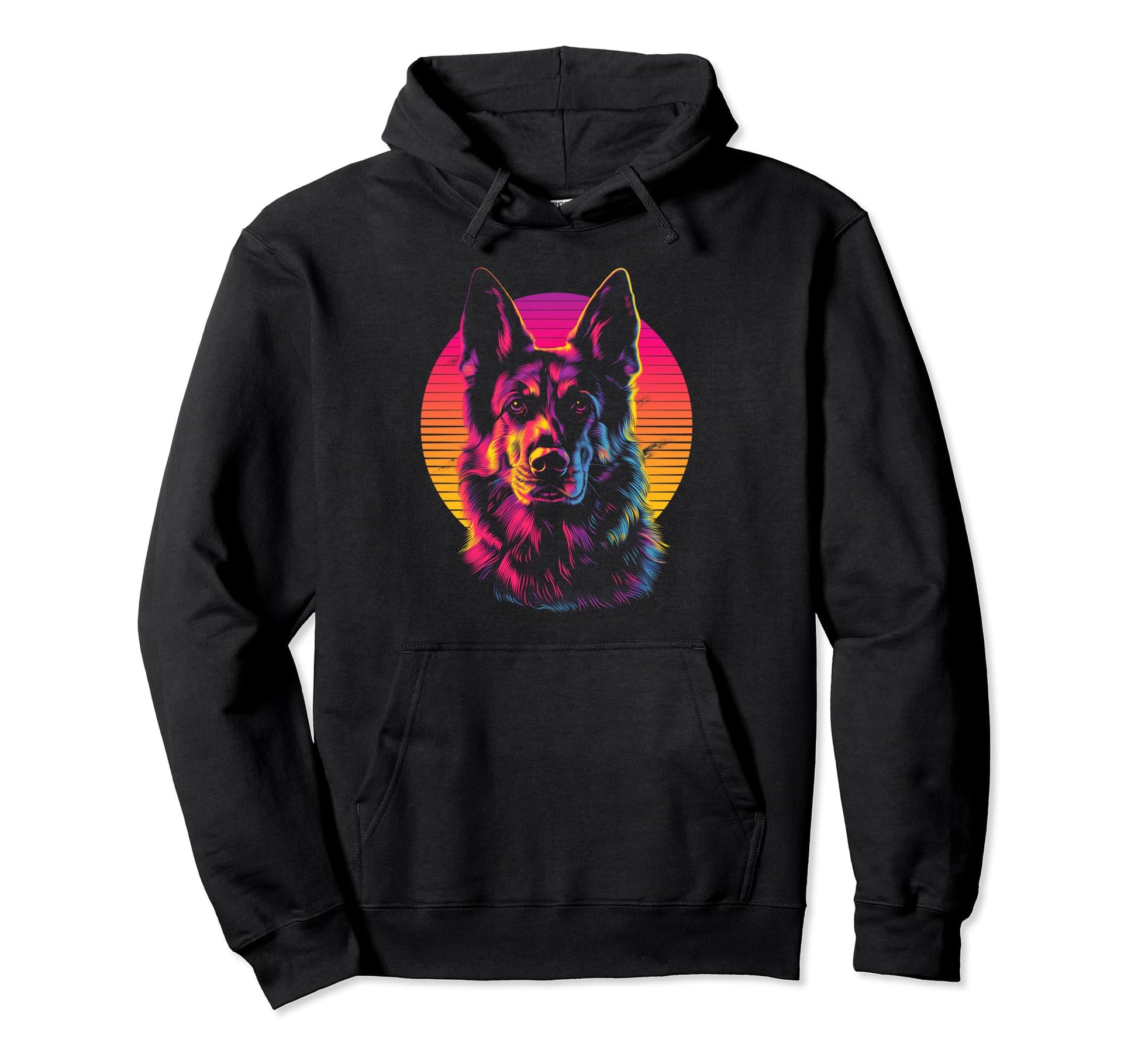 German Shepherd Dog Vaporwave Retrowave Hoodie - Unique Graphic Men Women - T-Shirt, Sweatshirt, Hoodie