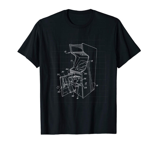 80S Arcade Video Game Blueprint T-Shirt - Novelty Apparel Unisex - T-Shirt, Sweatshirt, Hoodie