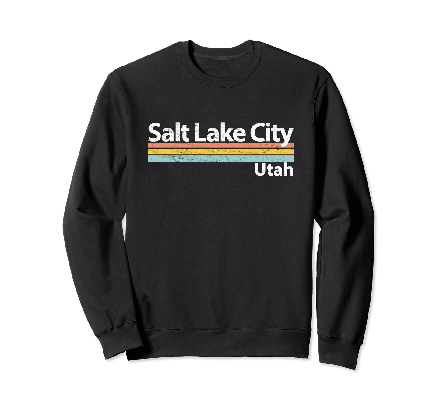 Salt Lake City Utah Worn Stripes Sweatshirt - Novelty Apparel Unisex - T-Shirt, Sweatshirt, Hoodie