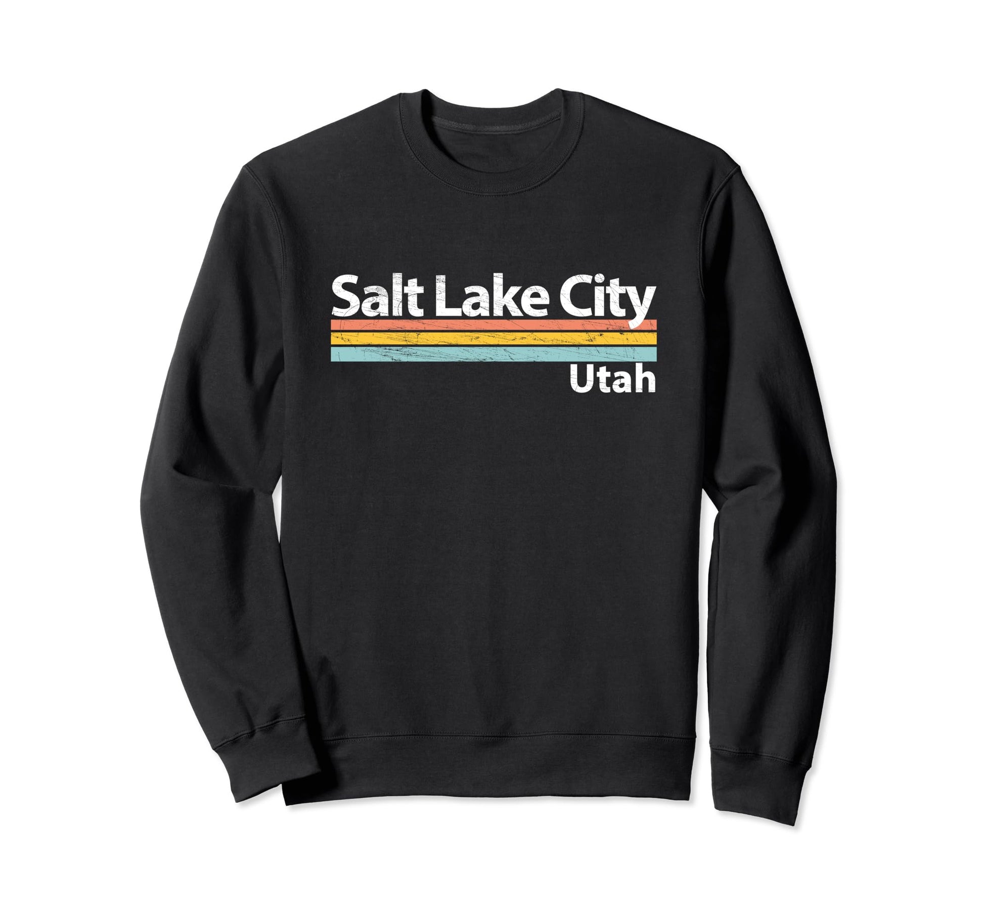 Salt Lake City Utah Worn Stripes Sweatshirt - Novelty Apparel Unisex - T-Shirt, Sweatshirt, Hoodie