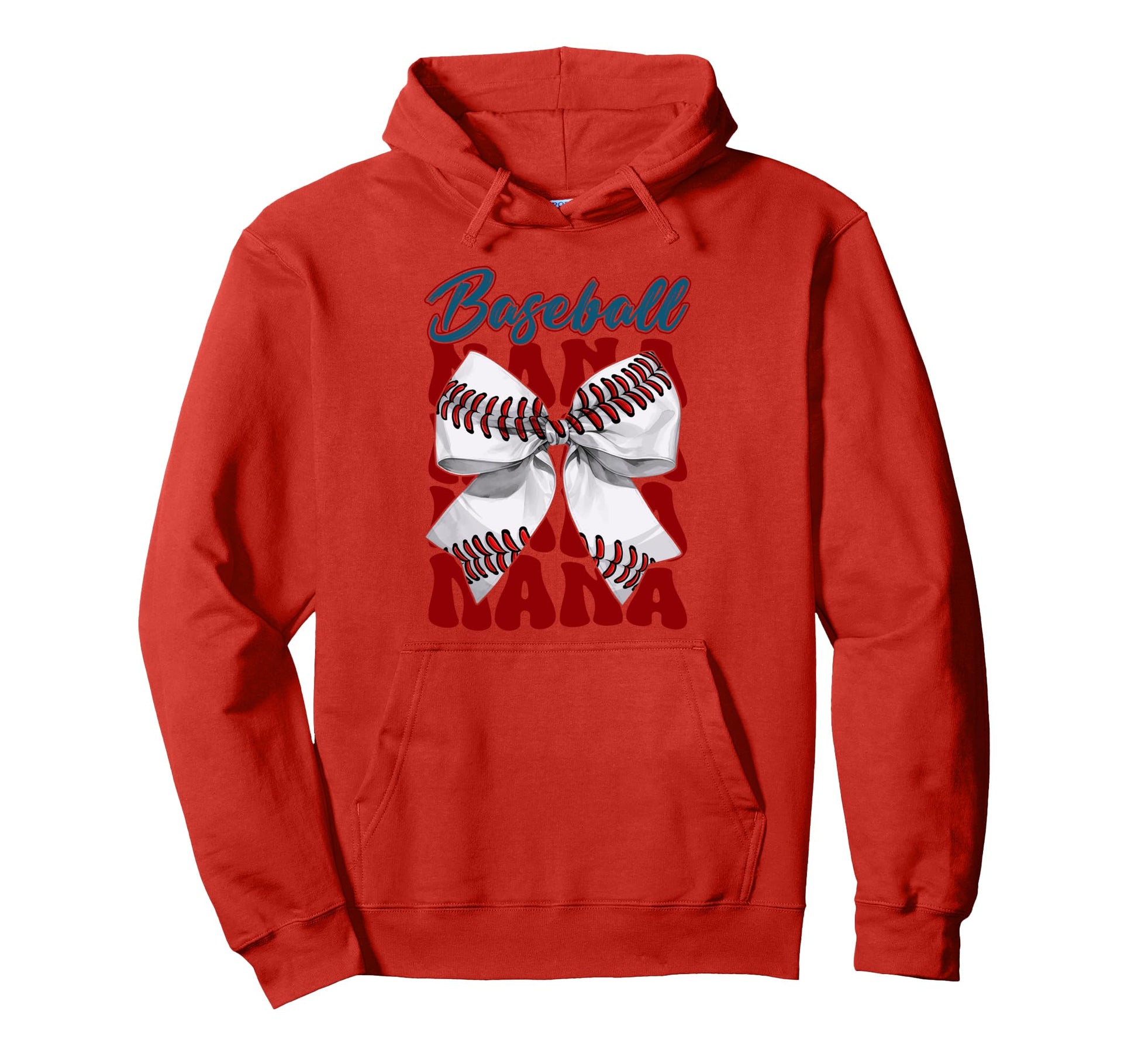 Baseball Nana Bow Baseball Mom Hoodie - Custom Art Print for Adults - T-Shirt, Sweatshirt, Hoodie