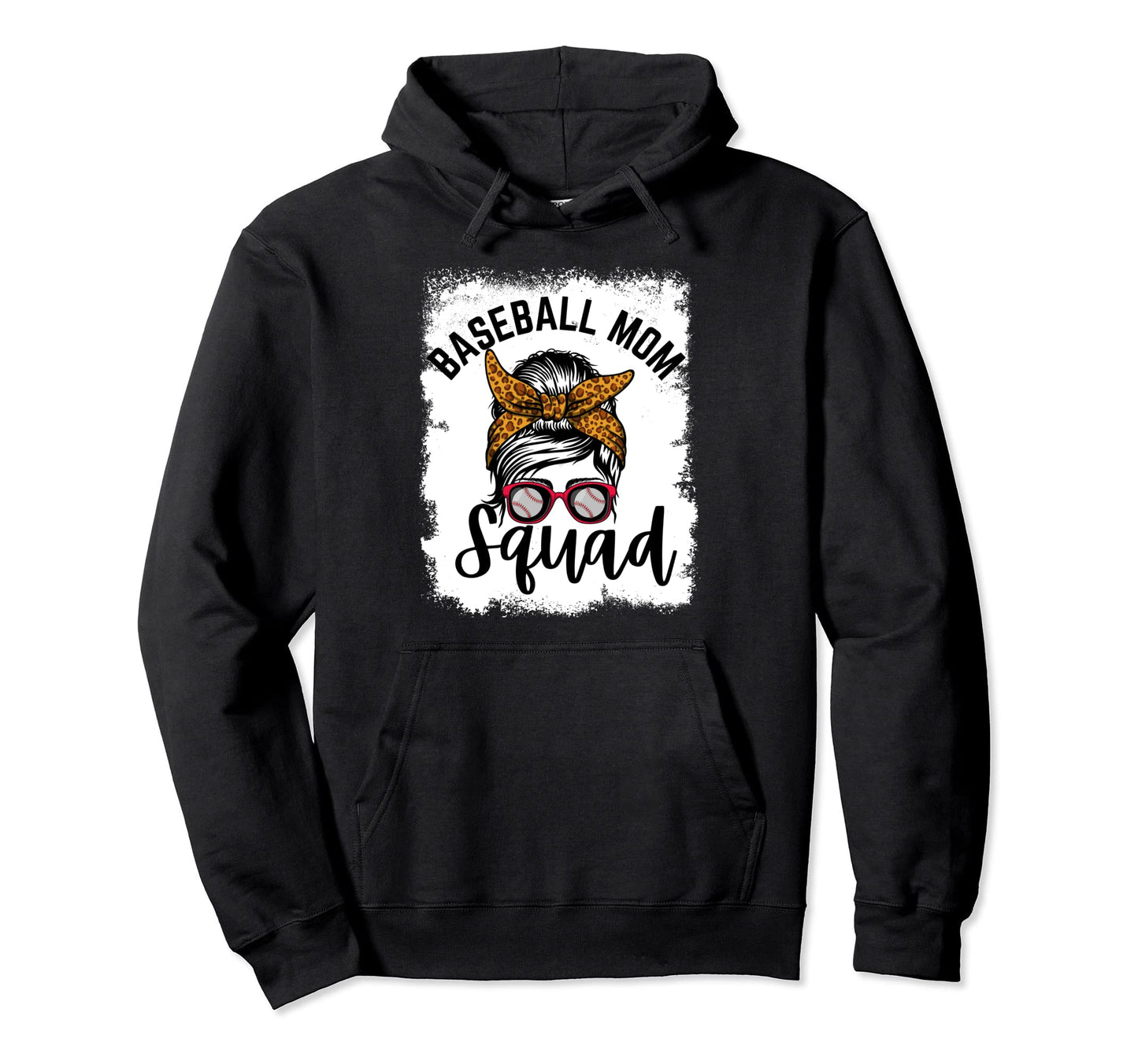 Stylish Leopard Messy Bun Baseball Moms Hoodie - Custom Art Print Men Women - T-Shirt, Sweatshirt, Hoodie