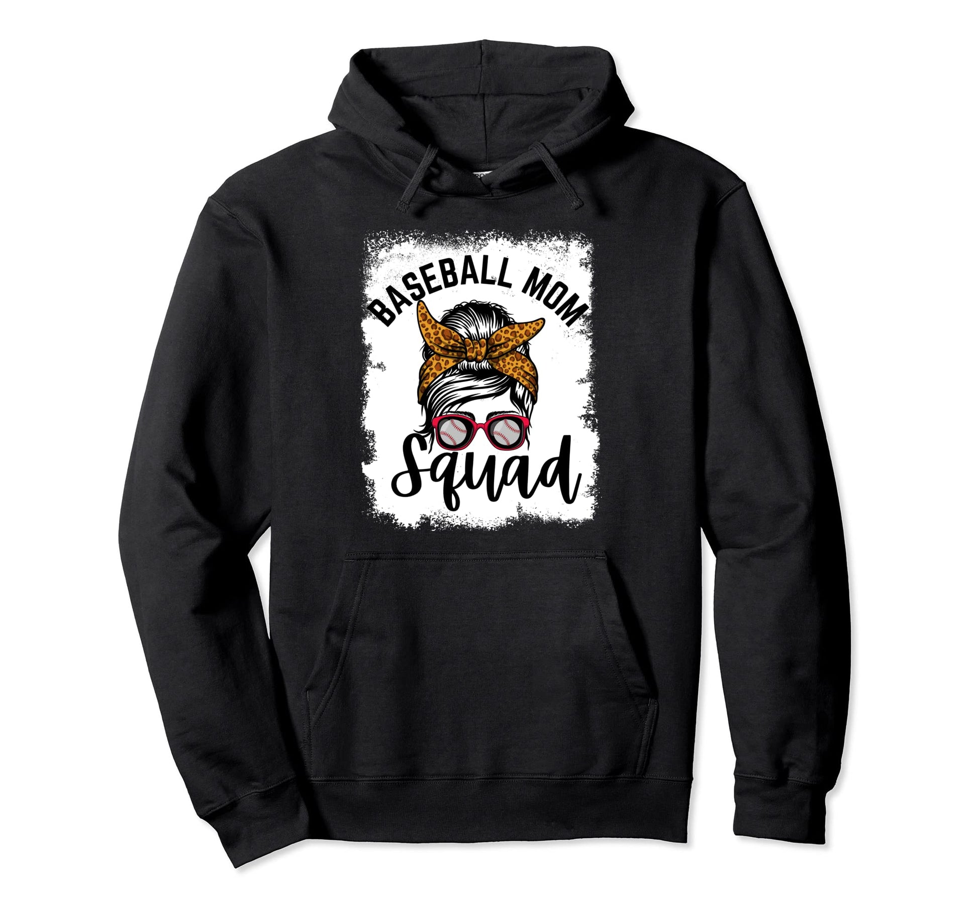 Stylish Leopard Messy Bun Baseball Moms Hoodie - Custom Art Print Men Women - T-Shirt, Sweatshirt, Hoodie