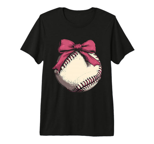 Baseball Coquette Bow Baseball Mom T-Shirt - Custom Art Print for Adults - T-Shirt, Sweatshirt, Hoodie