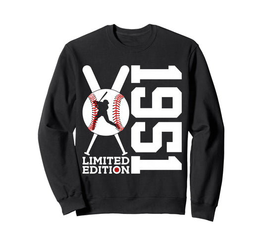 75Th Birthday Baseball 1951 Sweatshirt - Aesthetic Graphic Unisex - T-Shirt, Sweatshirt, Hoodie