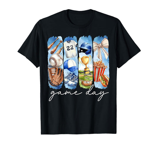 Baseball Game Day Coquette Bow Mom T-Shirt - Unique Graphic Unisex - T-Shirt, Sweatshirt, Hoodie