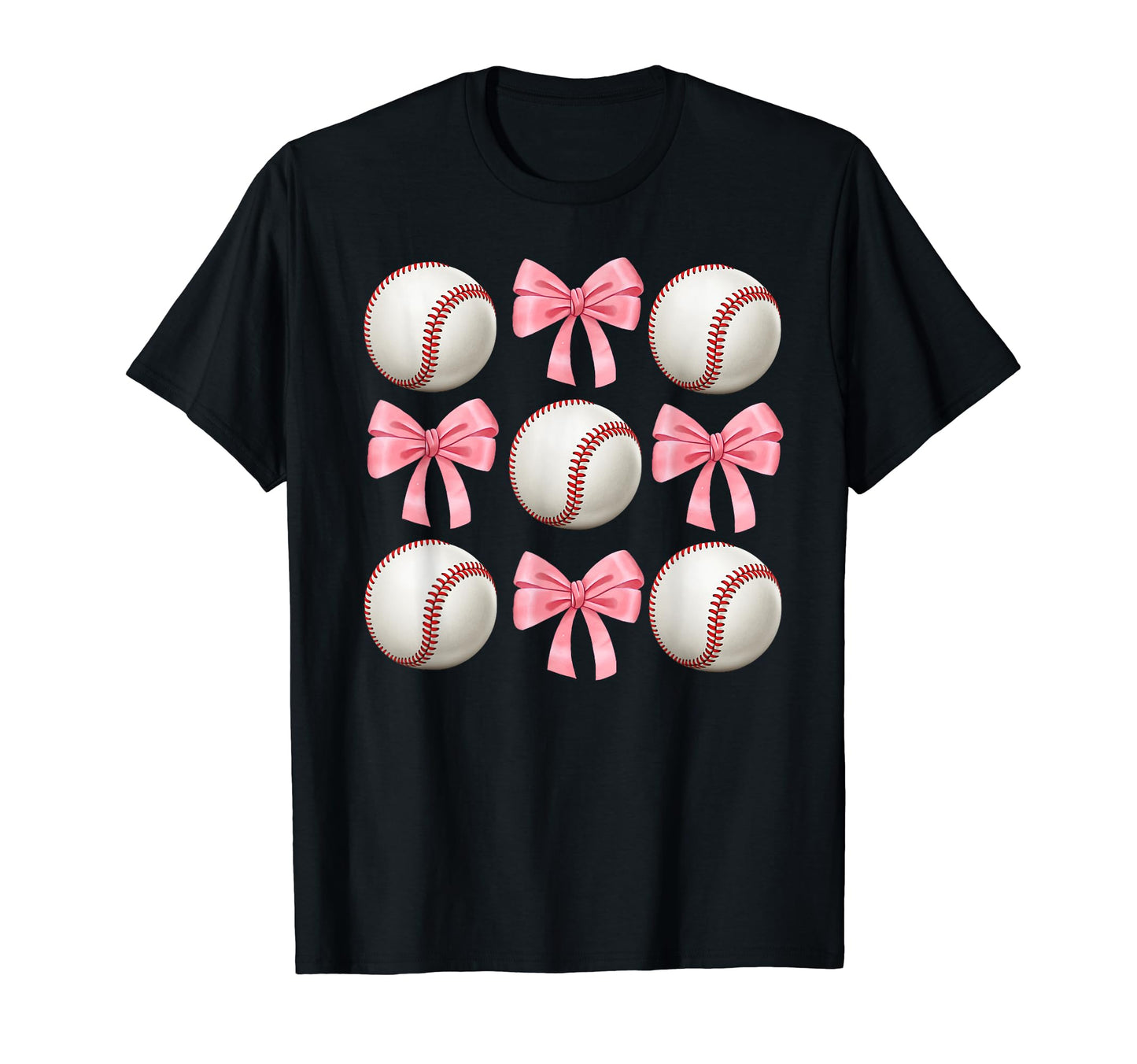Baseballs And Bows Coquette Baseball T-Shirt - Custom Art Print Men Women - T-Shirt, Sweatshirt, Hoodie