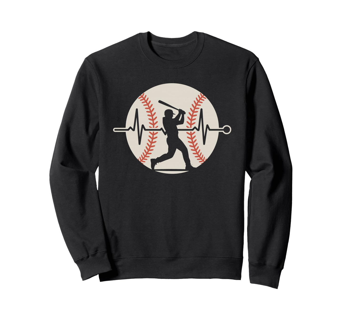 Heartbeat Baseball Player Sweatshirt - Casual Everyday Wear for Adults - T-Shirt, Sweatshirt, Hoodie
