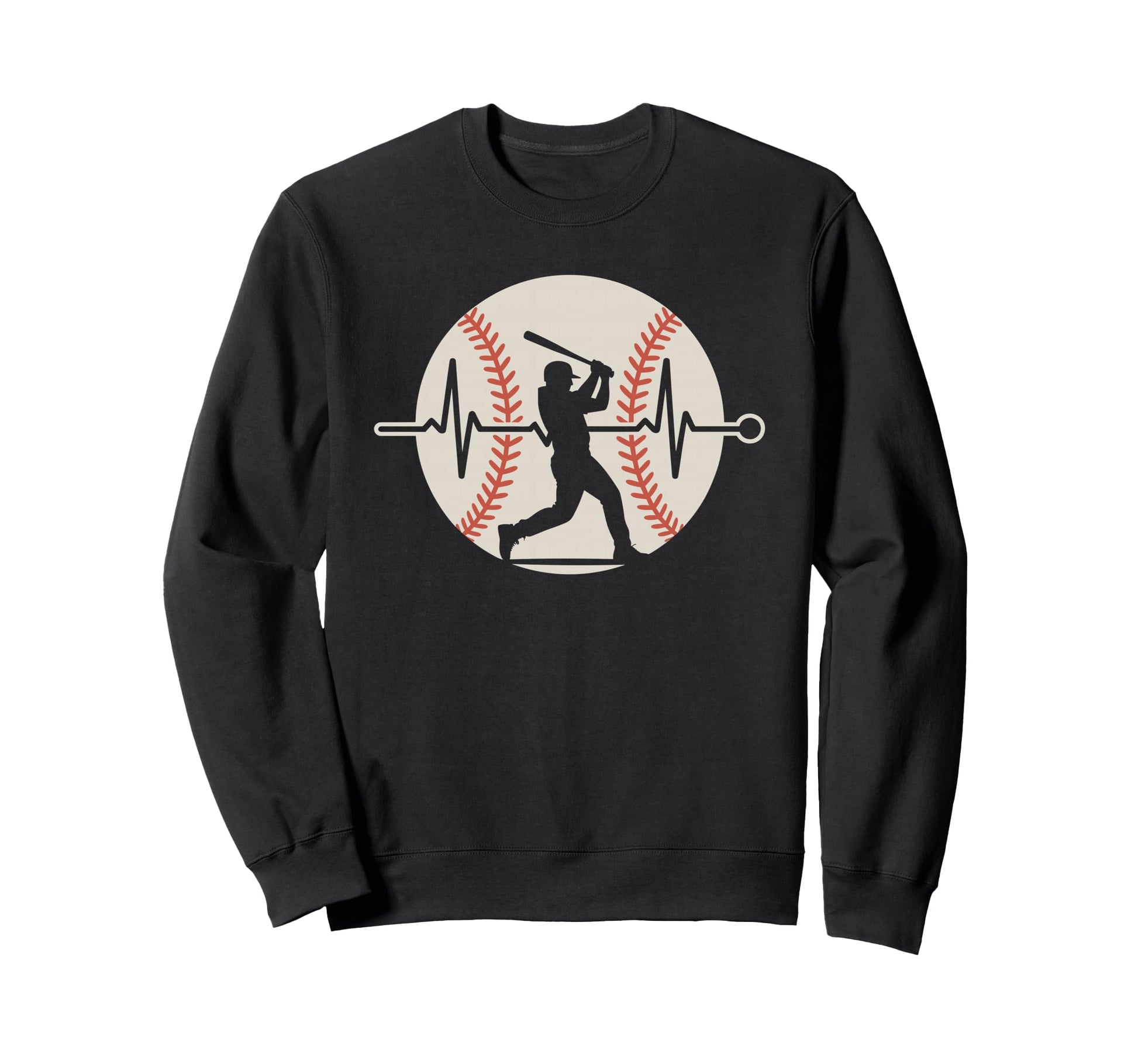 Heartbeat Baseball Player Sweatshirt - Casual Everyday Wear for Adults - T-Shirt, Sweatshirt, Hoodie