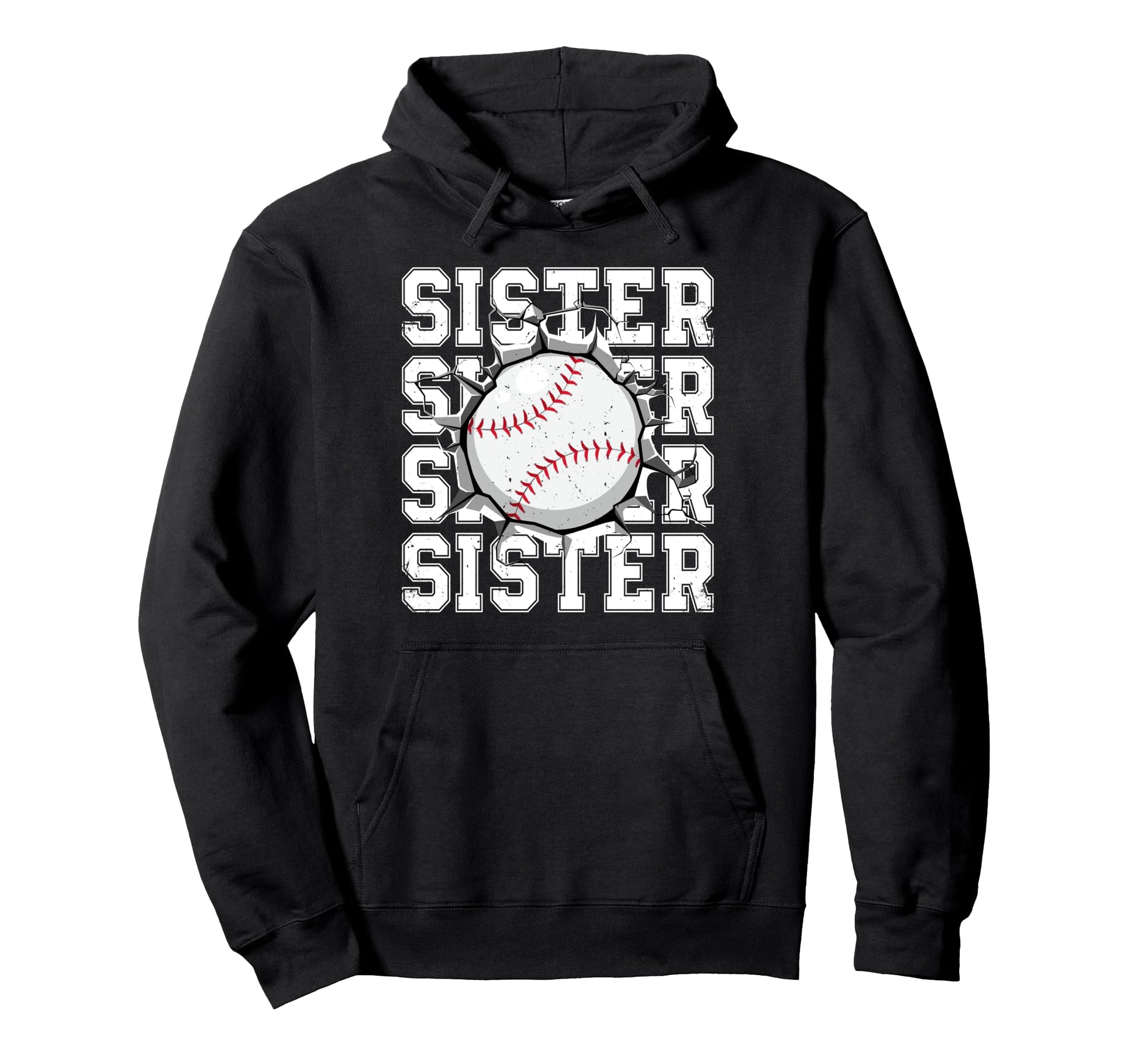 Baseball Sister Cracked Wall Family Hoodie - Unique Graphic for Adults - T-Shirt, Sweatshirt, Hoodie