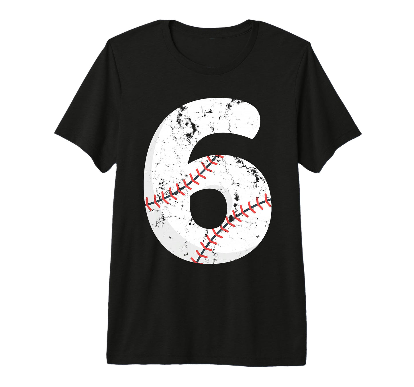 Number 6 Baseball Distressed T-Shirt - Casual Everyday Wear for Adults - T-Shirt, Sweatshirt, Hoodie