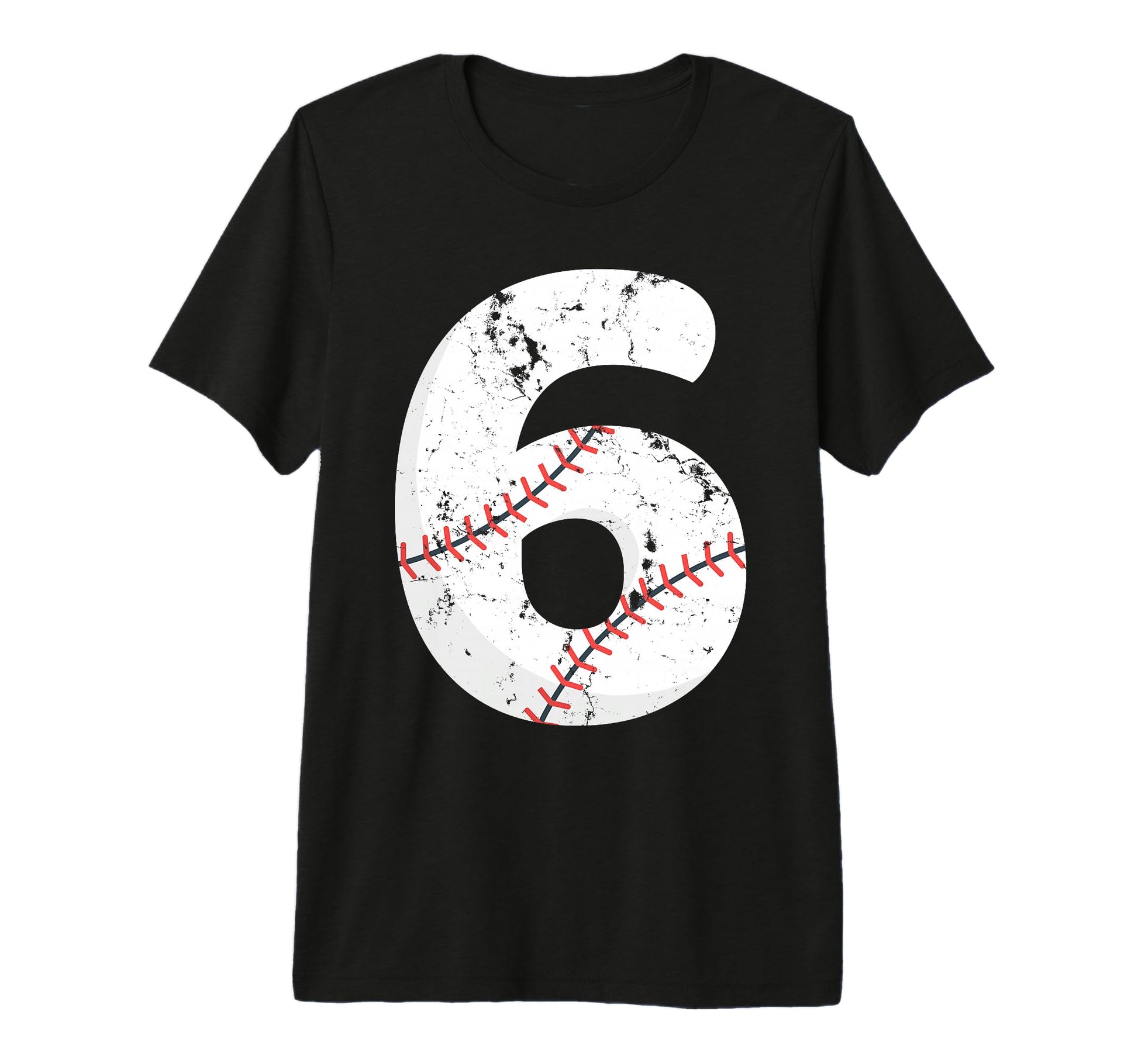 Number 6 Baseball Distressed T-Shirt - Casual Everyday Wear for Adults - T-Shirt, Sweatshirt, Hoodie