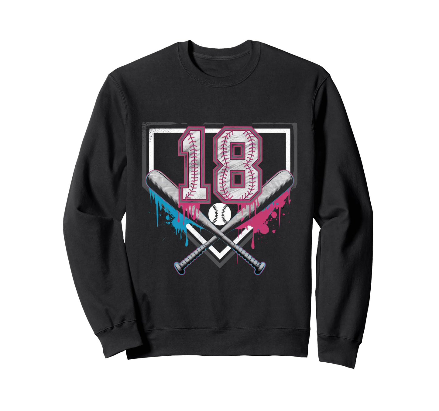 18Th Birthday Baseball Home Ice Cream Sweatshirt - Trendy Graphic Unisex - T-Shirt, Sweatshirt, Hoodie