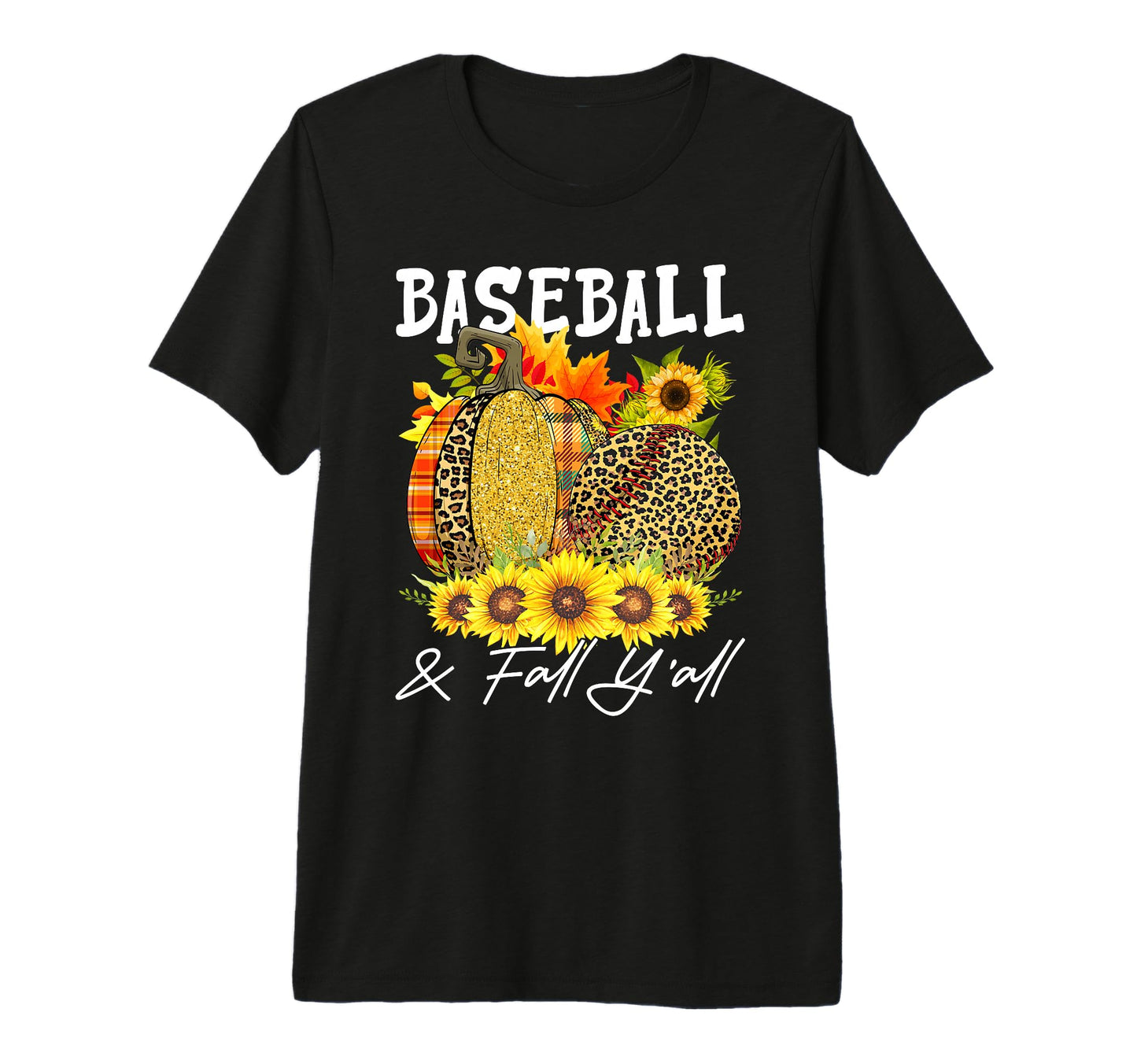 Baseball Fall Yall Leopard Pumpkins T-Shirt - Novelty Apparel Men Women - T-Shirt, Sweatshirt, Hoodie