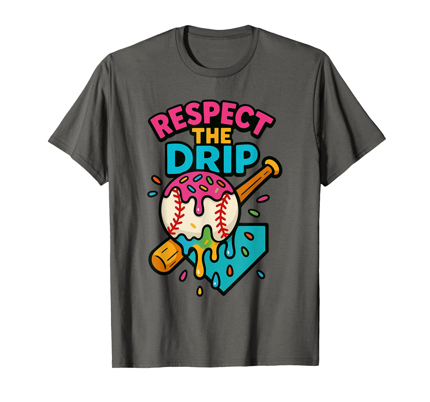 Baseball Drip Ice Cream Sports T-Shirt - Fun Novelty Design for Adults - T-Shirt, Sweatshirt, Hoodie