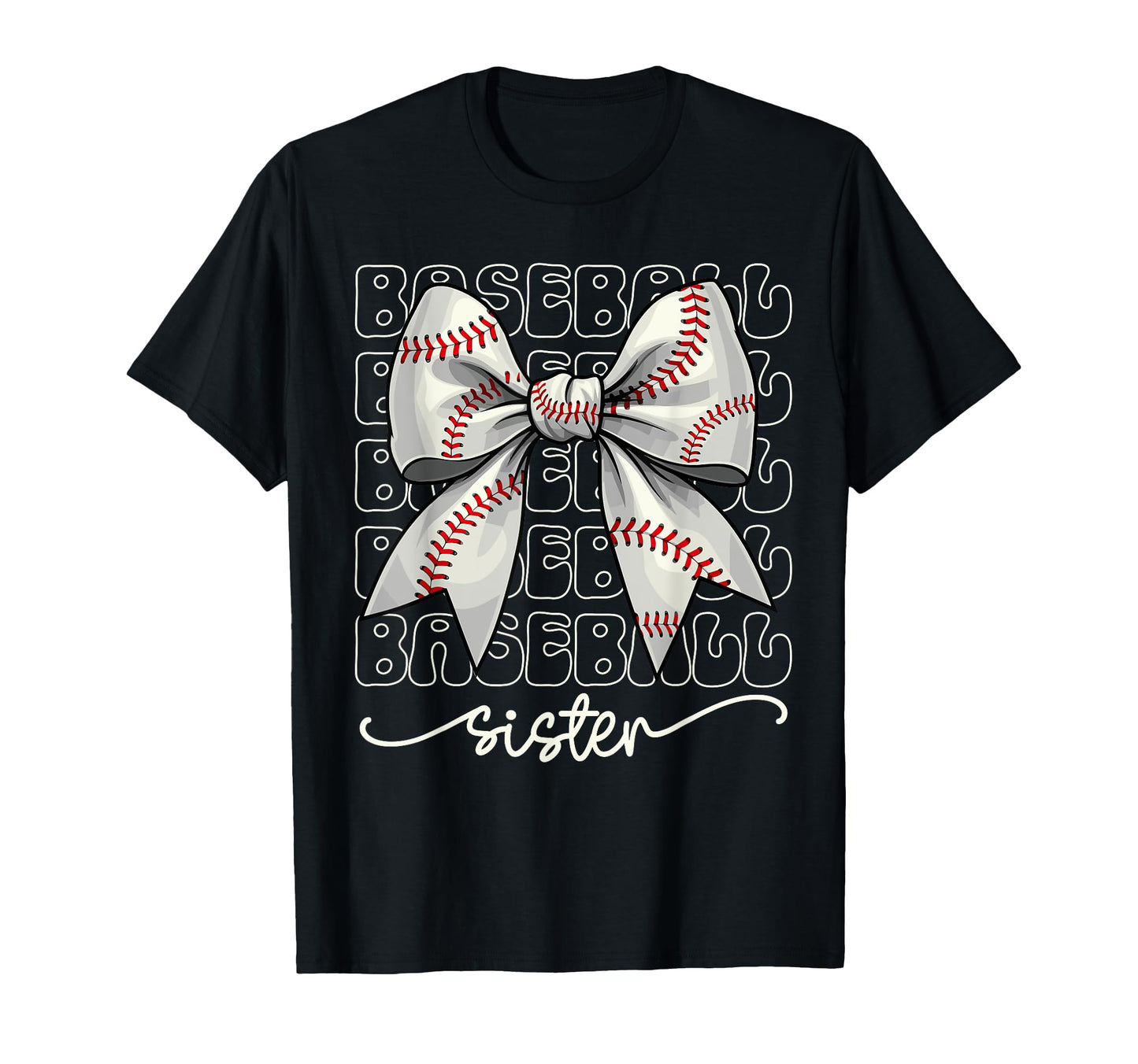 Baseball Sister Coquette Bow Baseball T-Shirt - Graphic Print Men Women - T-Shirt, Sweatshirt, Hoodie
