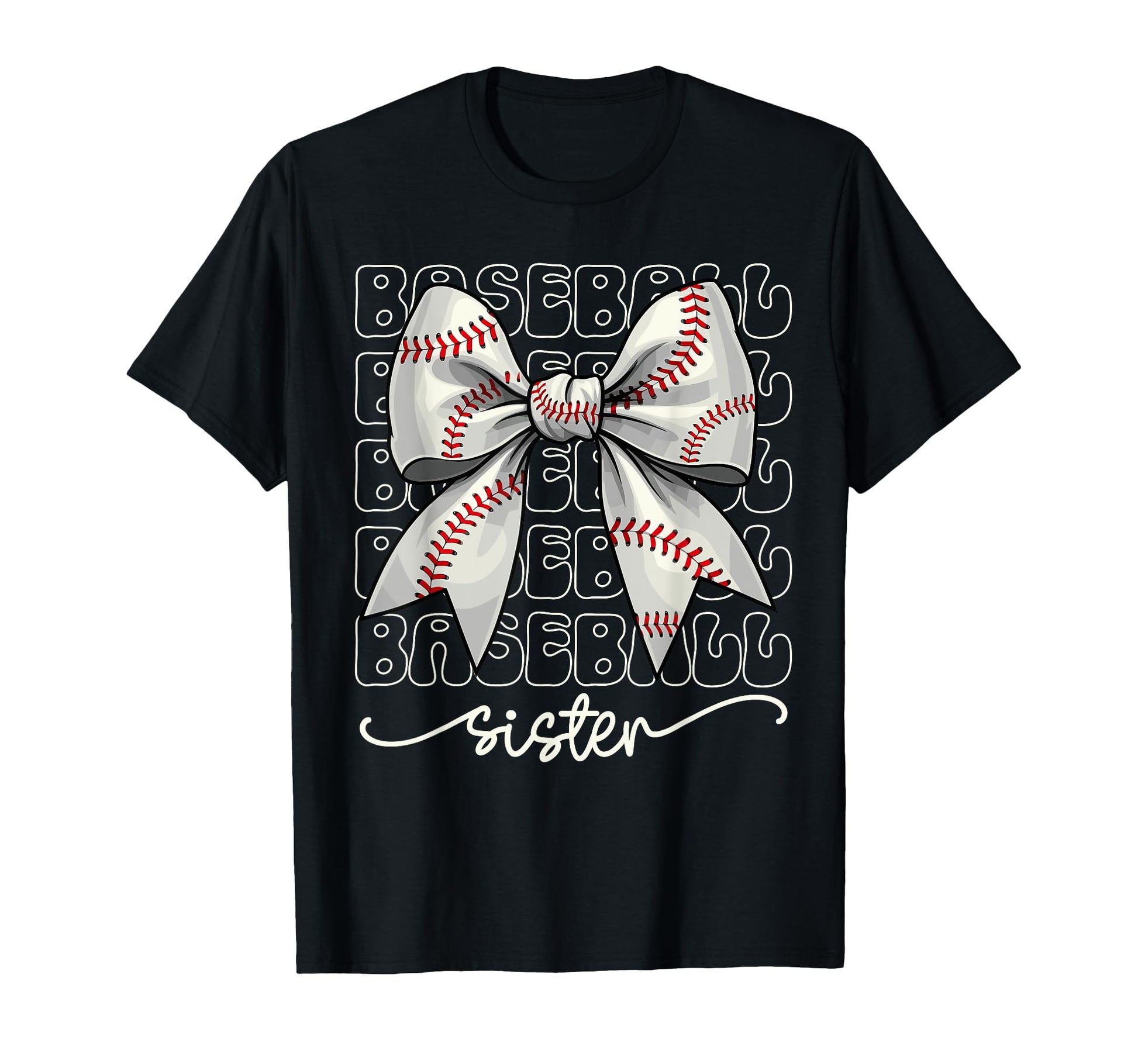 Baseball Sister Coquette Bow Baseball T-Shirt - Graphic Print Men Women - T-Shirt, Sweatshirt, Hoodie