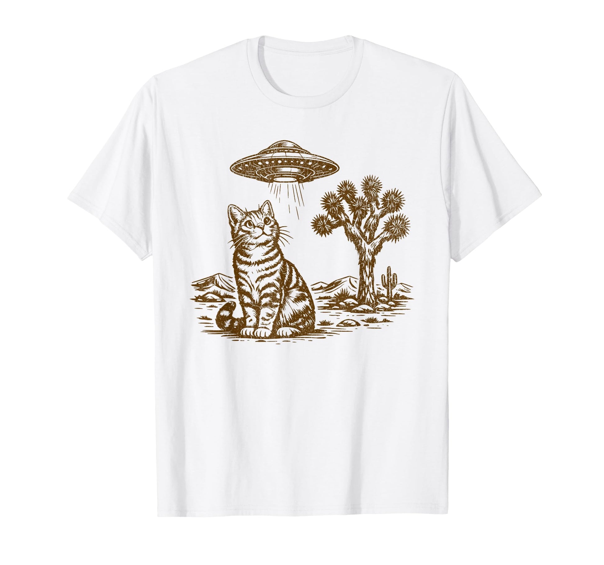 Ufo Cowboy Cat Western T-Shirt - Novelty Apparel for Adults - T-Shirt, Sweatshirt, Hoodie
