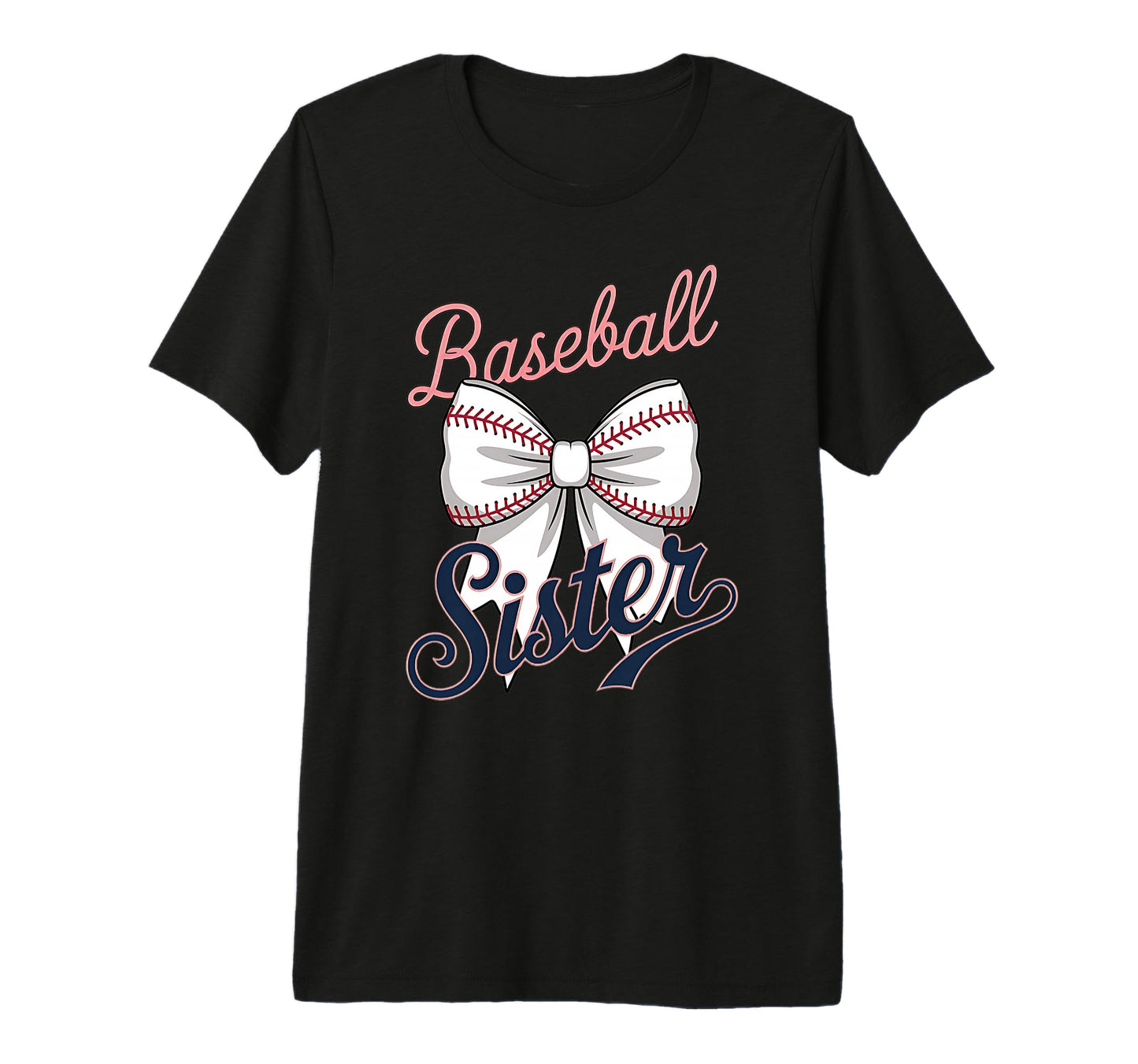 Baseball Sister Coquette Bow Tri Blend T-Shirt - Minimalist Print Men Women - T-Shirt, Sweatshirt, Hoodie