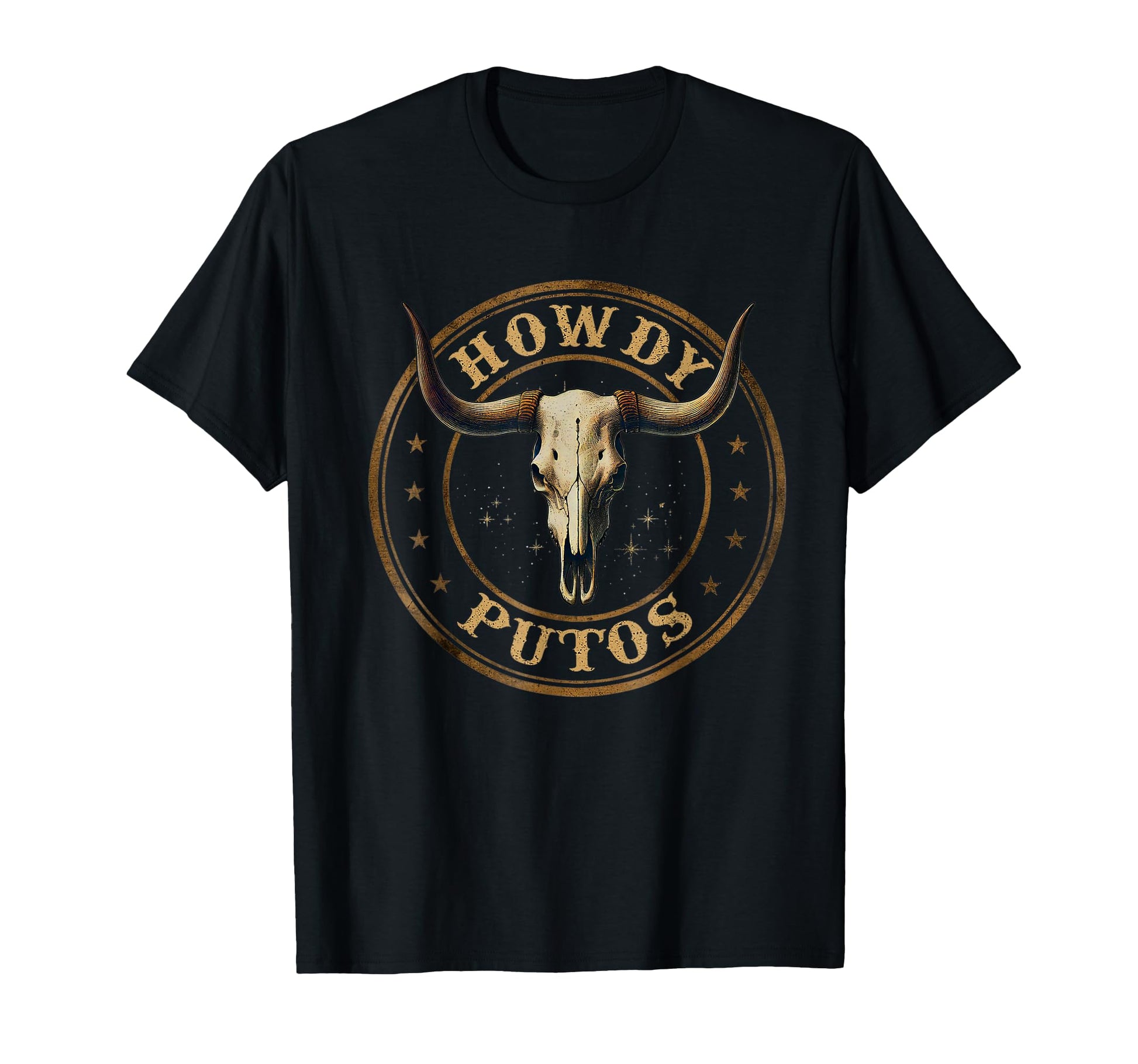 Howdy Putos Western Cowboy Bull Skull T-Shirt - Trendy Graphic Unisex - T-Shirt, Sweatshirt, Hoodie