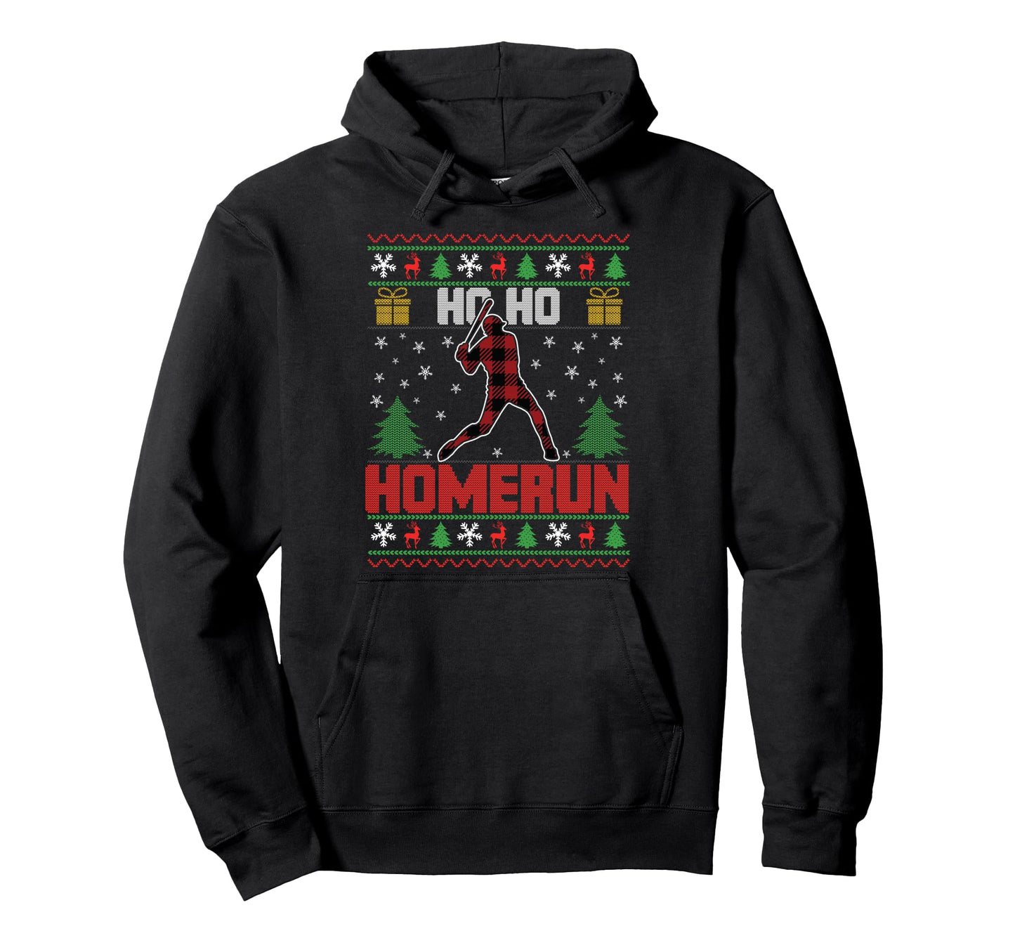 Ho Ho Homerun Sports Player Baseball Ugly Hoodie - Minimalist Print Unisex - T-Shirt, Sweatshirt, Hoodie