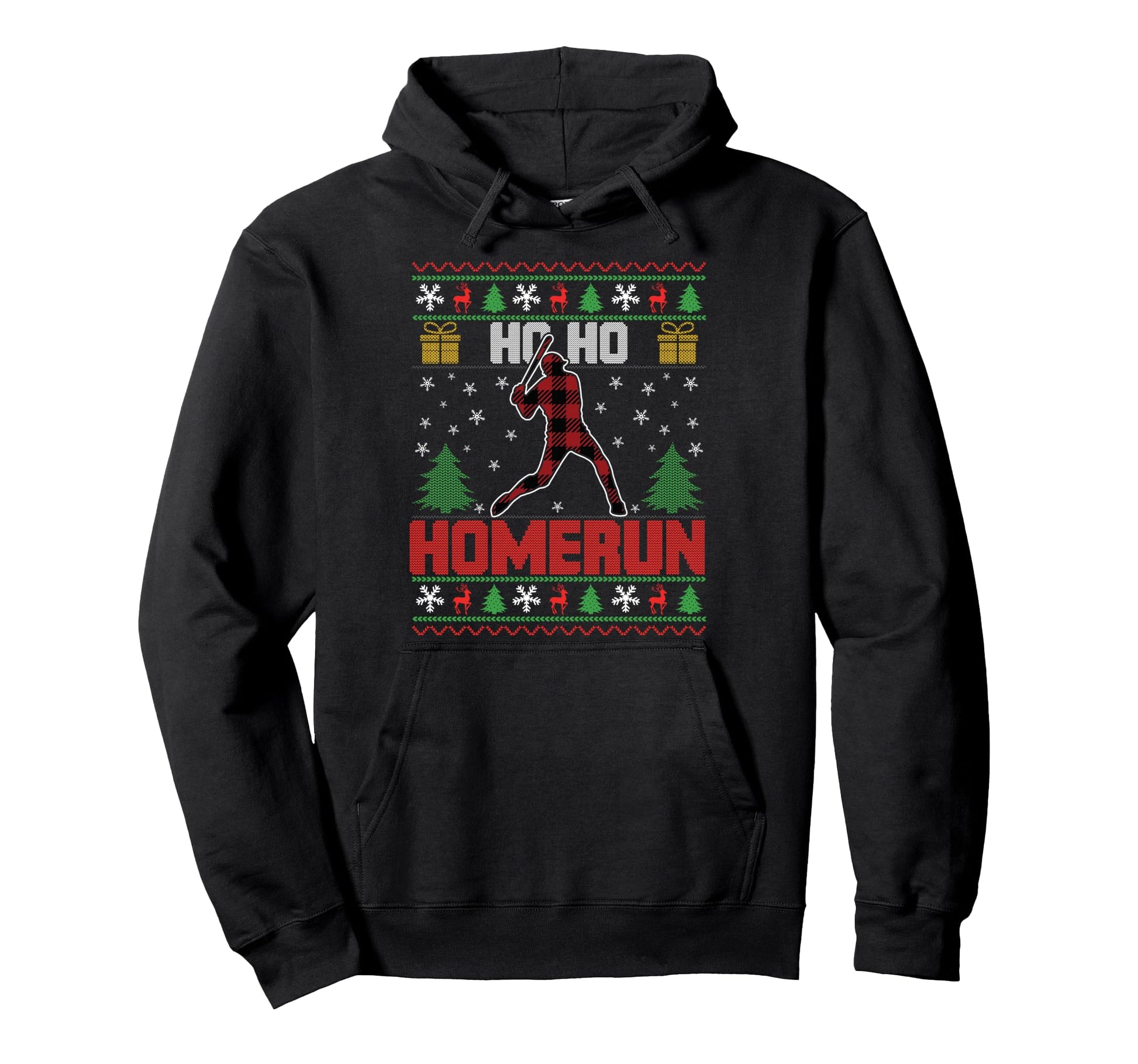 Ho Ho Homerun Sports Player Baseball Ugly Hoodie - Minimalist Print Unisex - T-Shirt, Sweatshirt, Hoodie