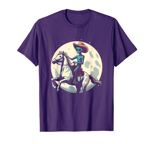 Alien Cowboy Horse Alien Ufo T-Shirt - Novelty Apparel for Adults - T-Shirt, Sweatshirt, Hoodie
