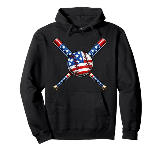 American Baseball Flag Patriotic 4Th July Hoodie - Custom Art Print Unisex - T-Shirt, Sweatshirt, Hoodie