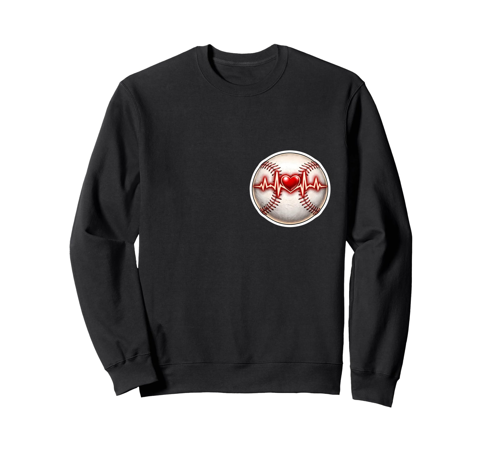 Love Baseball Heartbeat Ball Heart Sweatshirt - Custom Art Print Men Women - T-Shirt, Sweatshirt, Hoodie