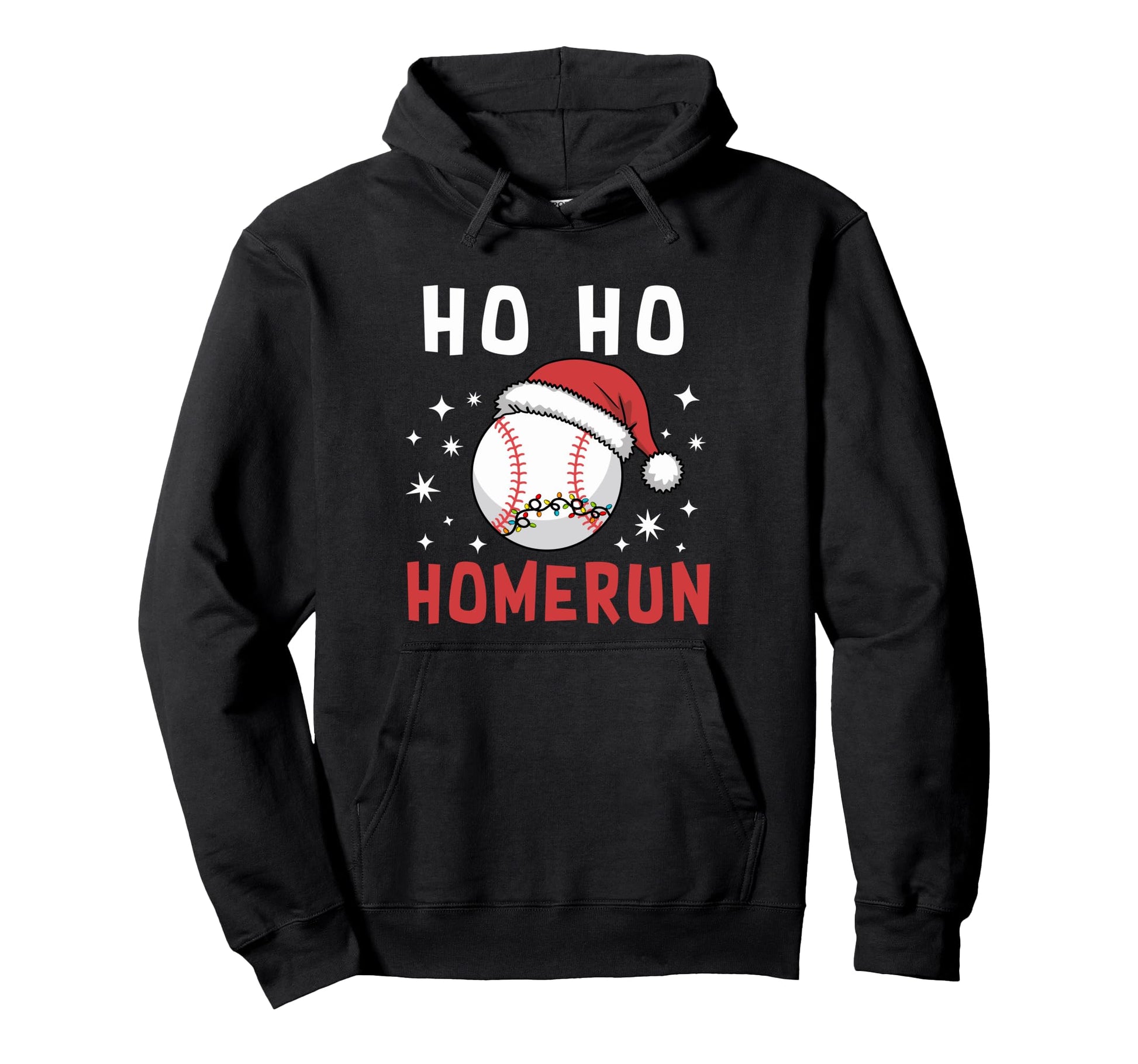 Ho Ho Homerun Baseball Player Santa Hoodie - Fun Novelty Design for Adults - T-Shirt, Sweatshirt, Hoodie