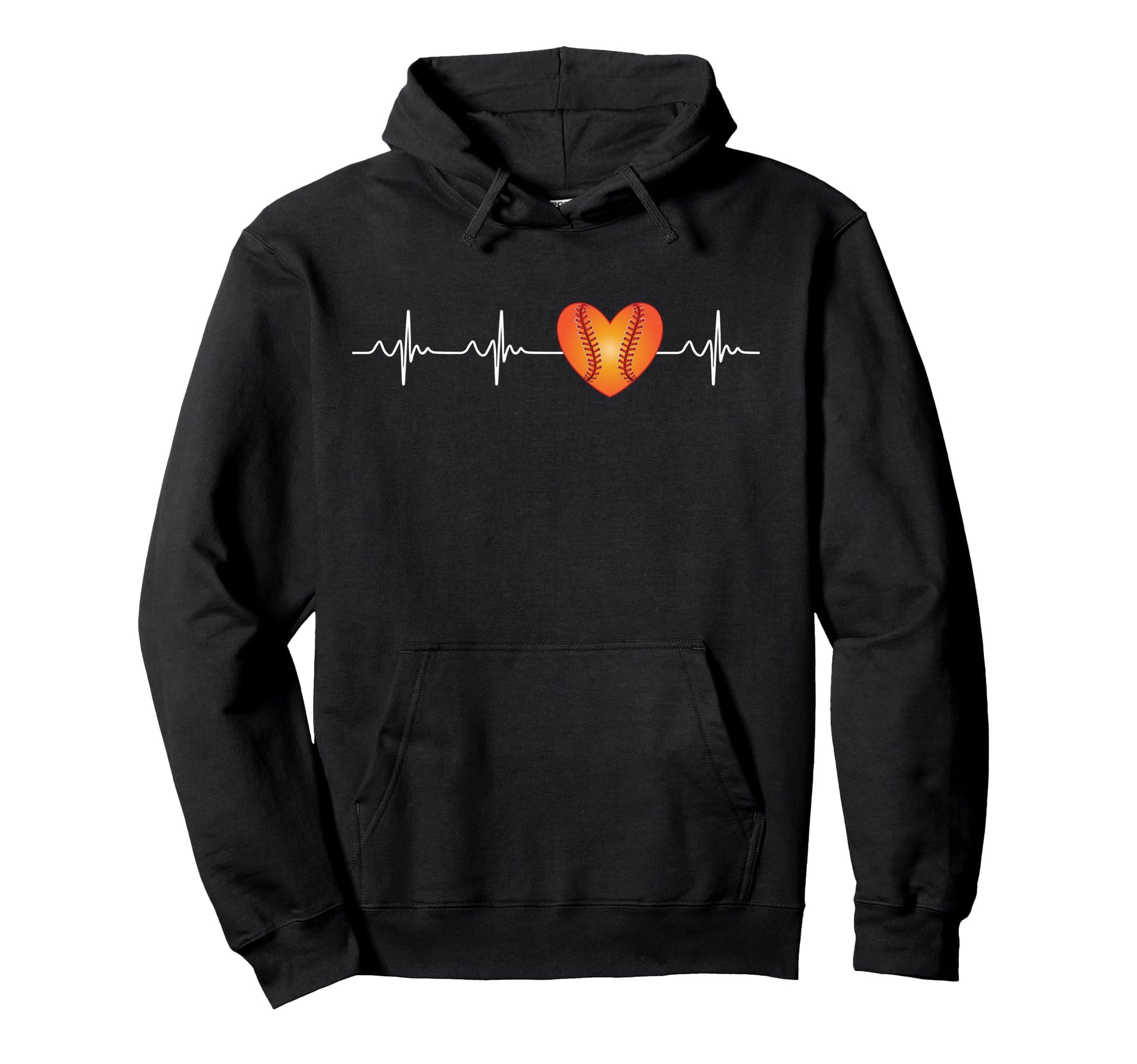 Baseball Heartbeat Line Player Fan Hoodie - Aesthetic Graphic Unisex - T-Shirt, Sweatshirt, Hoodie