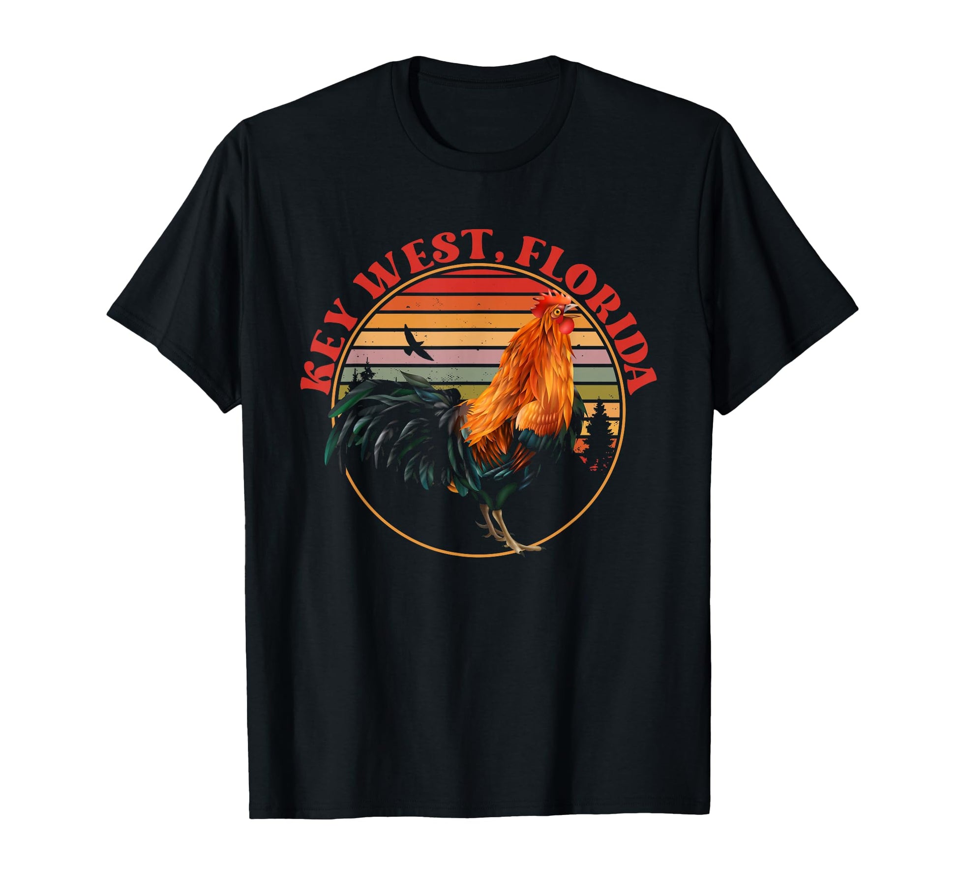 Key West Florida Sunset Rooster Chicken T-Shirt - Unique Graphic Unisex - T-Shirt, Sweatshirt, Hoodie