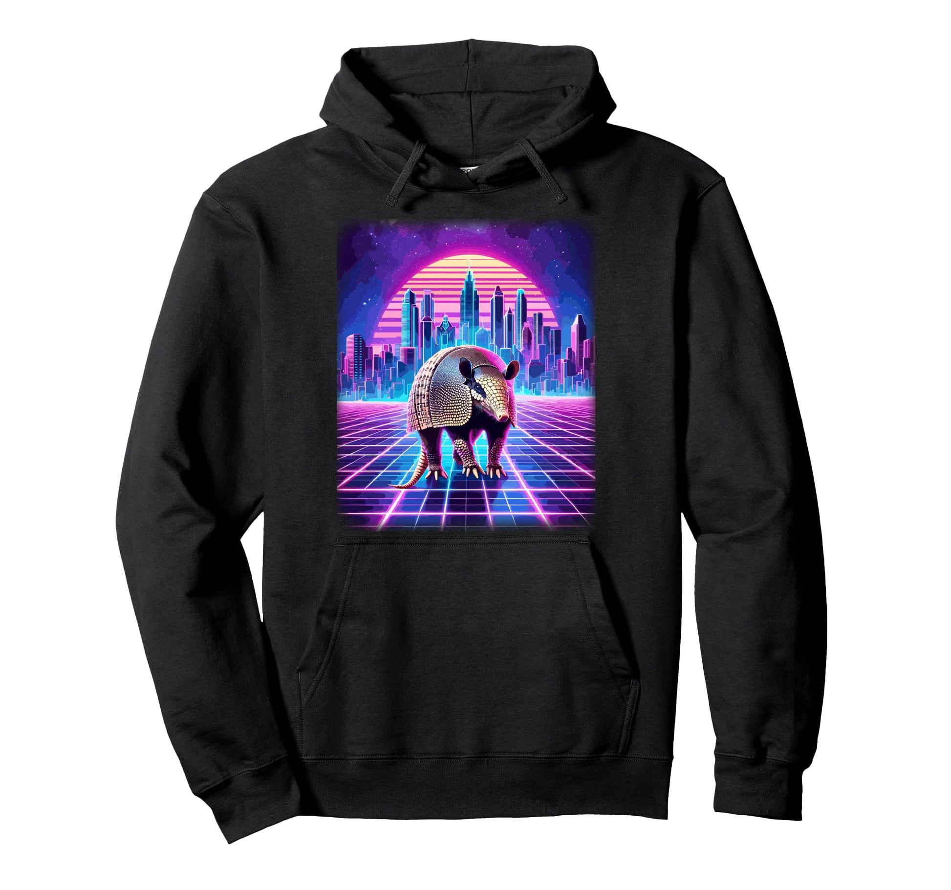 Synthwave Aesthetic Armadillo Lover Stuff Hoodie - Minimalist Print Unisex - T-Shirt, Sweatshirt, Hoodie
