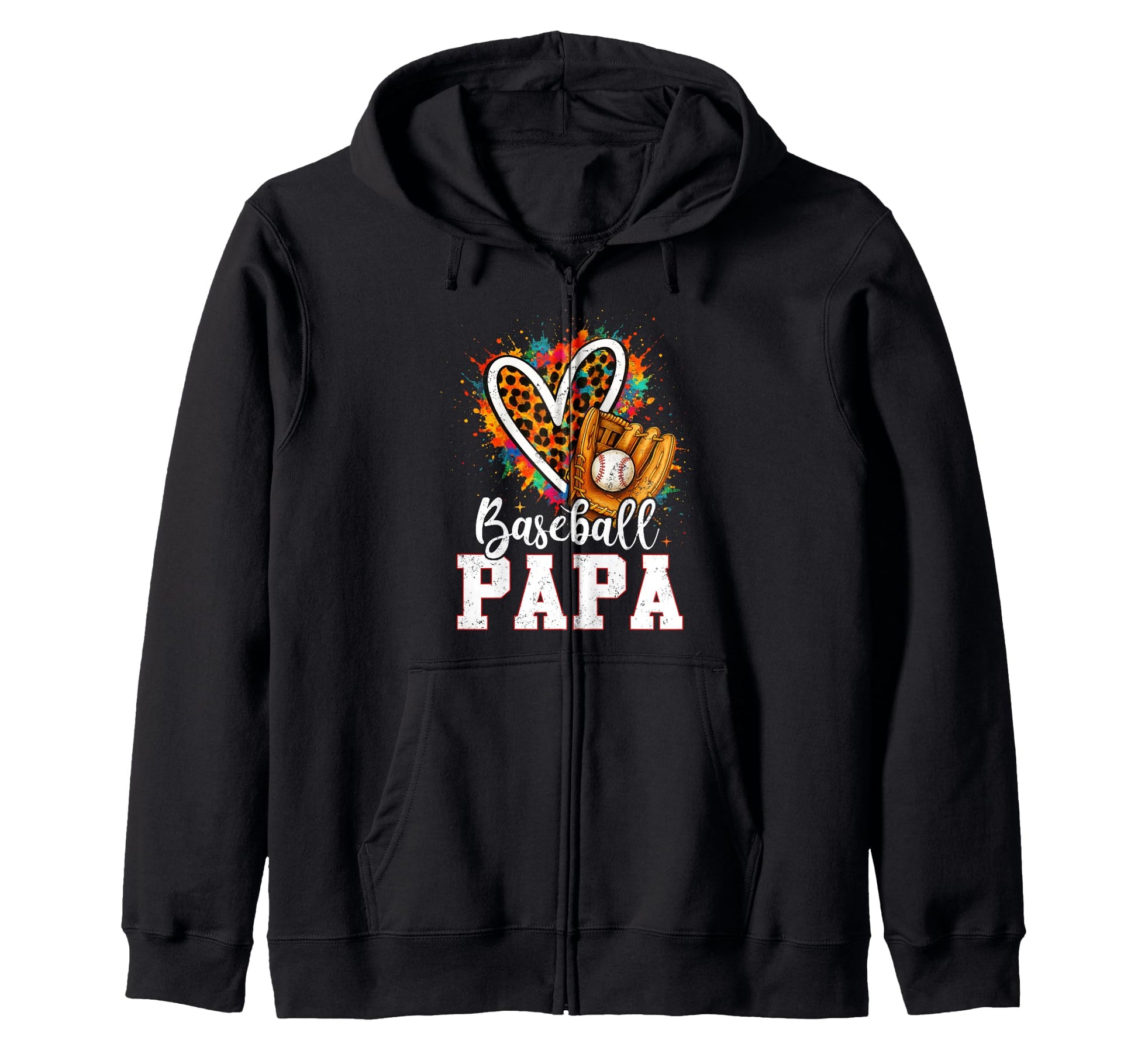 My Favorite Baseball Dad Leopard Heart Hoodie - Casual Everyday Wear Unisex - T-Shirt, Sweatshirt, Hoodie