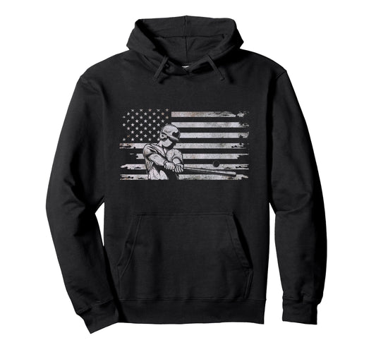 American Flag Baseball Baseball Hoodie - Graphic Print Unisex - T-Shirt, Sweatshirt, Hoodie