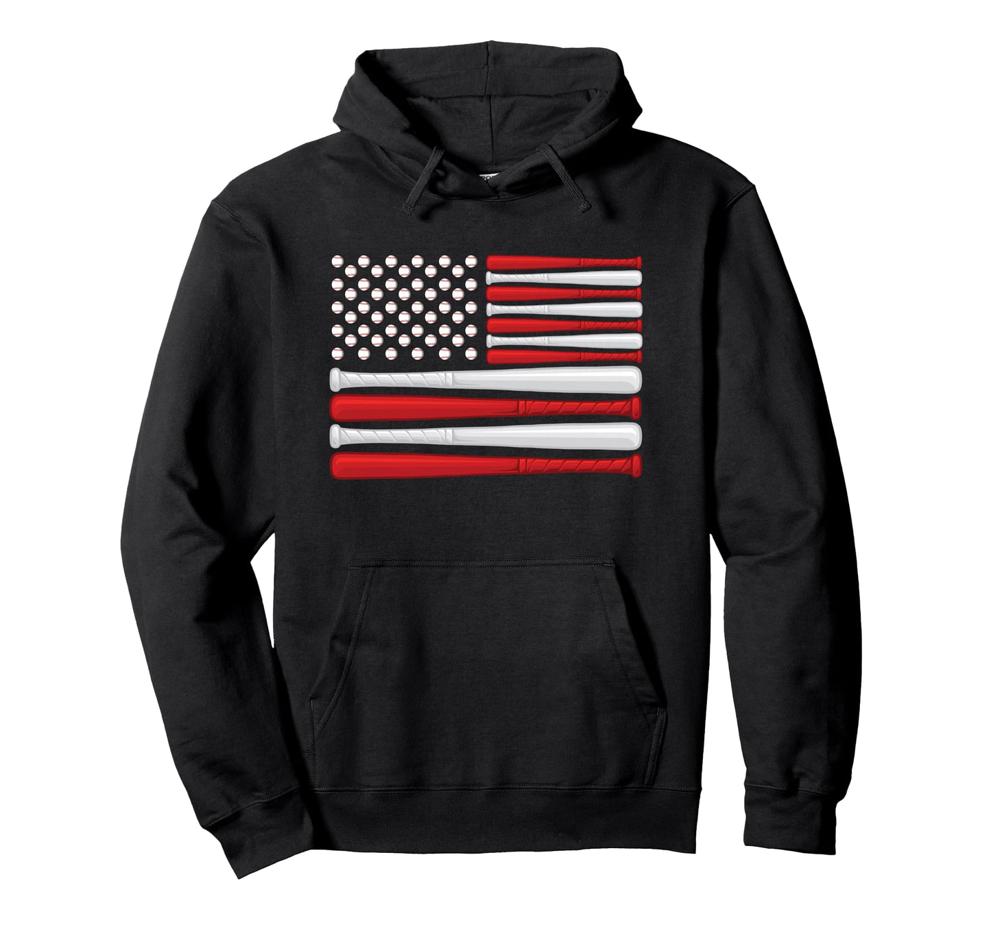 American Baseball Flag Baseball Flag Hoodie - Novelty Apparel for Adults - T-Shirt, Sweatshirt, Hoodie